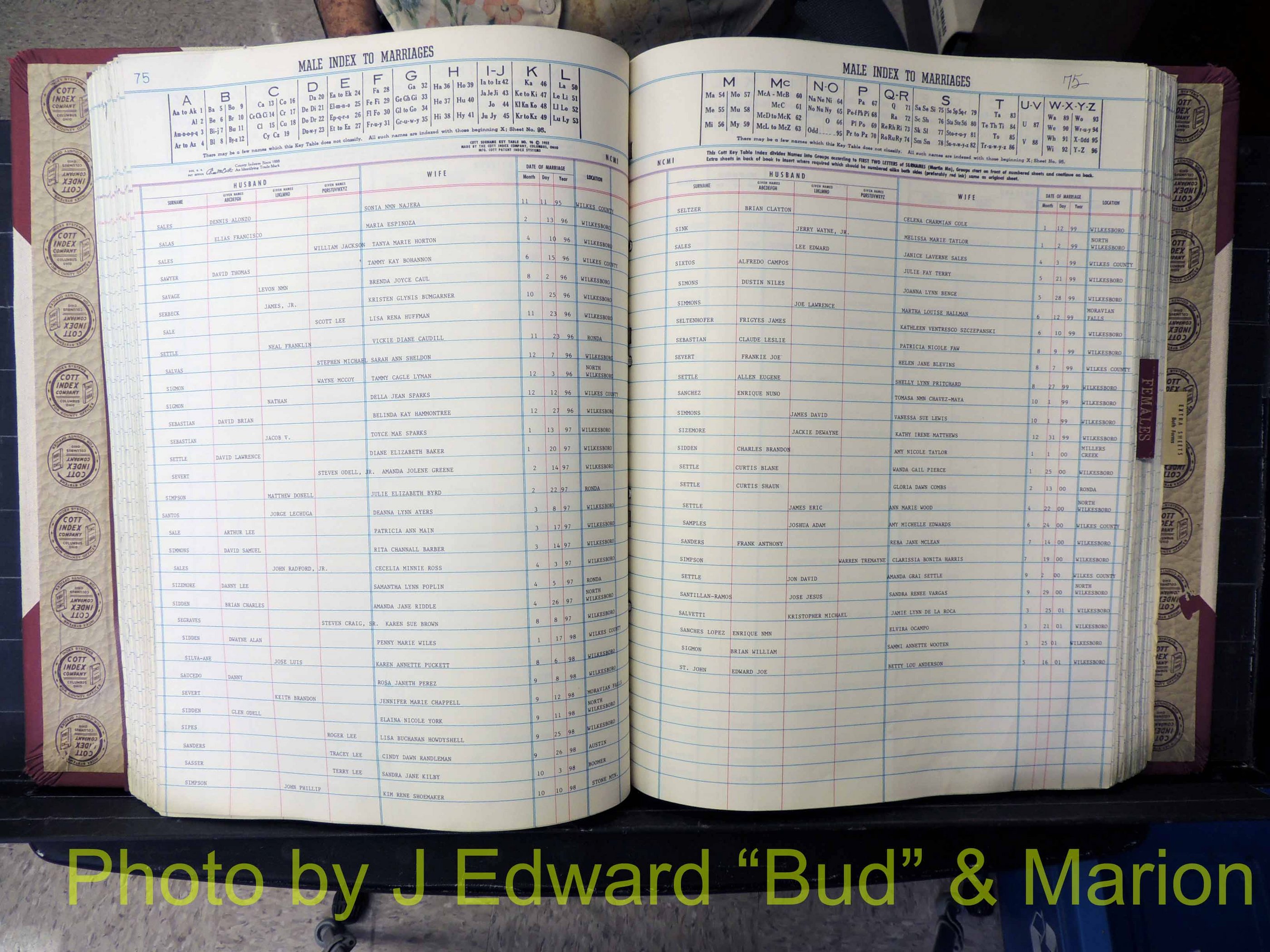 Wilkes Co, NC, Marriage Book 10, 1991-2001 (208).JPG