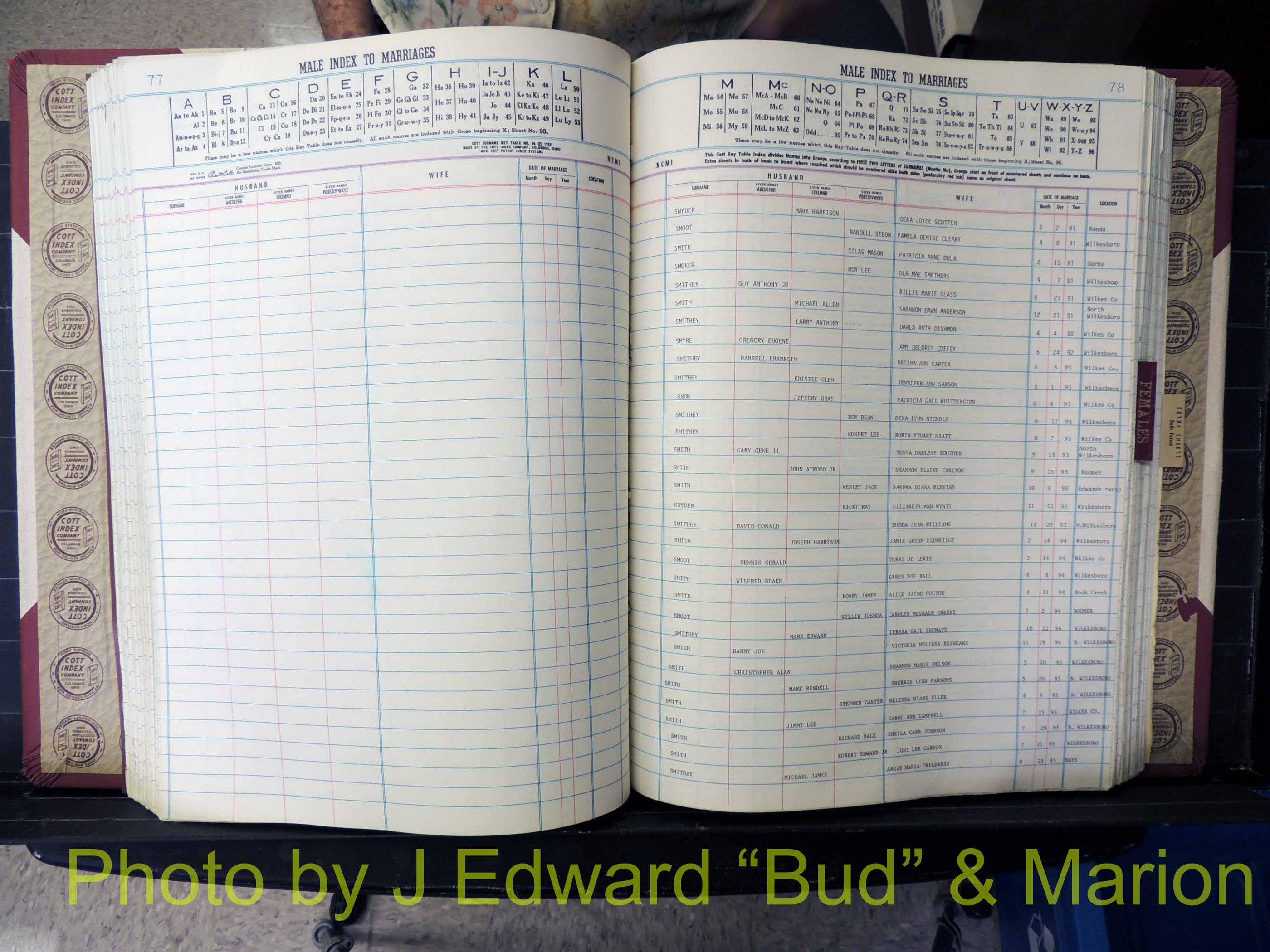 Wilkes Co, NC, Marriage Book 10, 1991-2001 (213).JPG