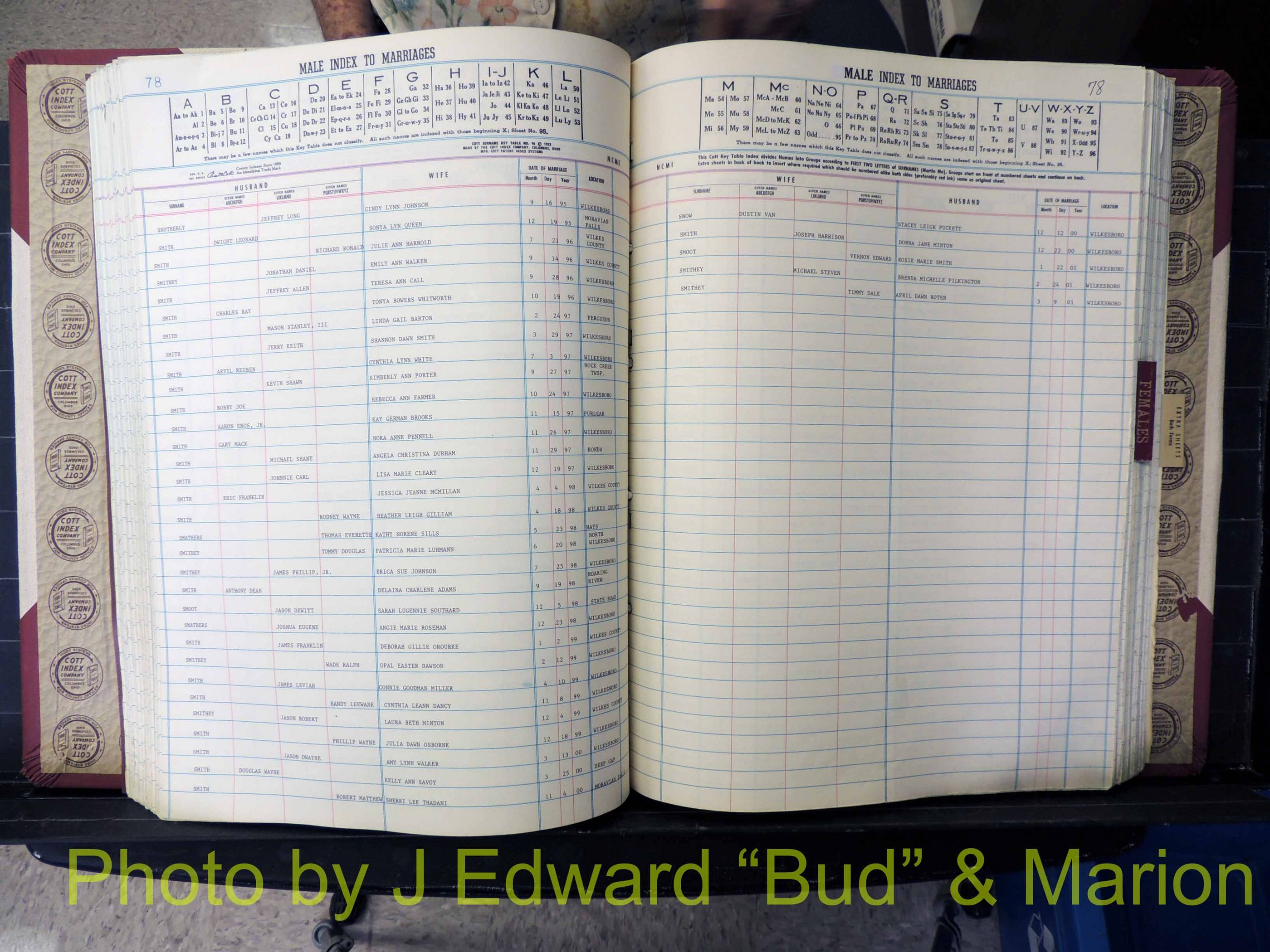 Wilkes Co, NC, Marriage Book 10, 1991-2001 (214).JPG