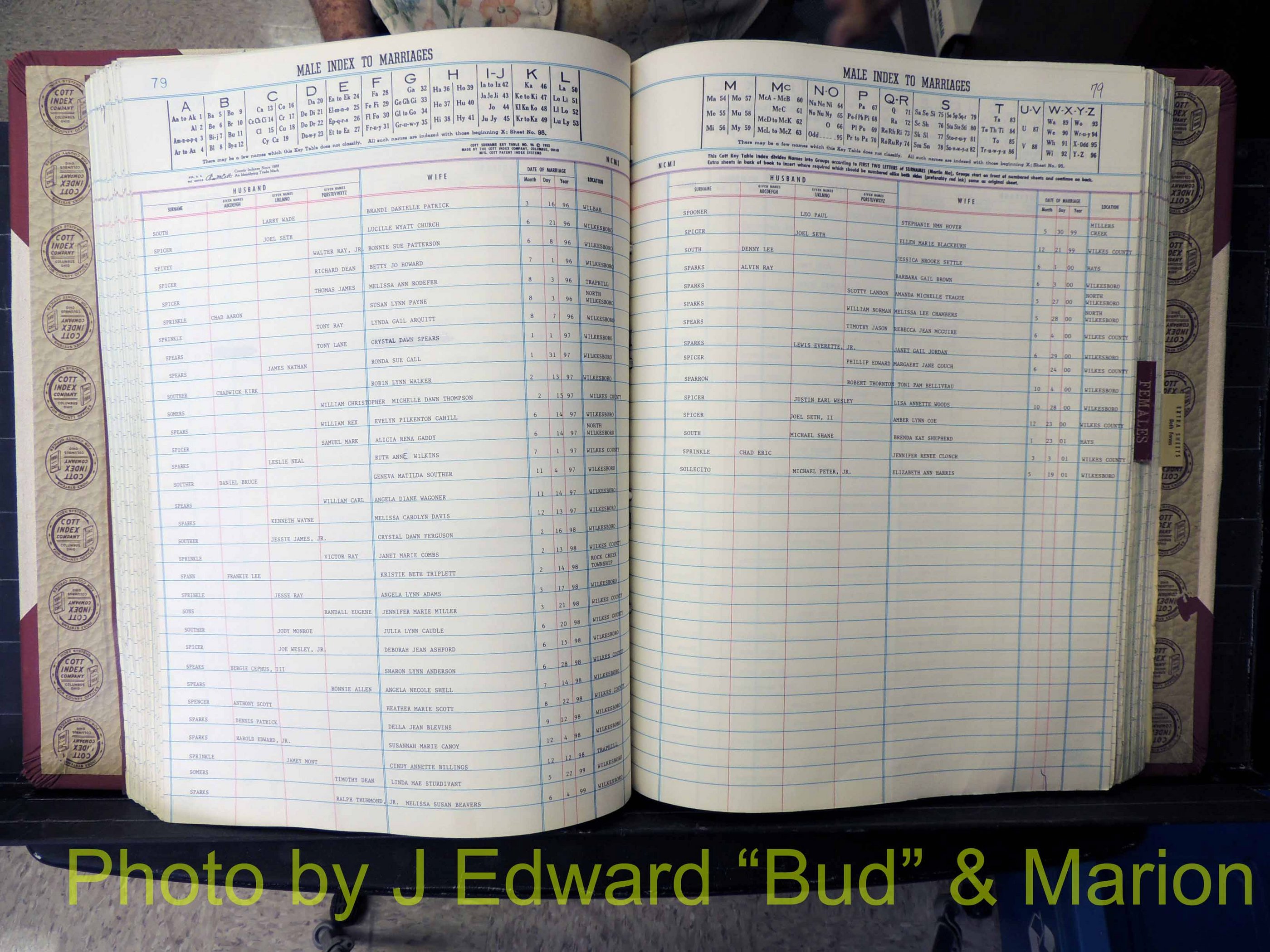 Wilkes Co, NC, Marriage Book 10, 1991-2001 (216).JPG