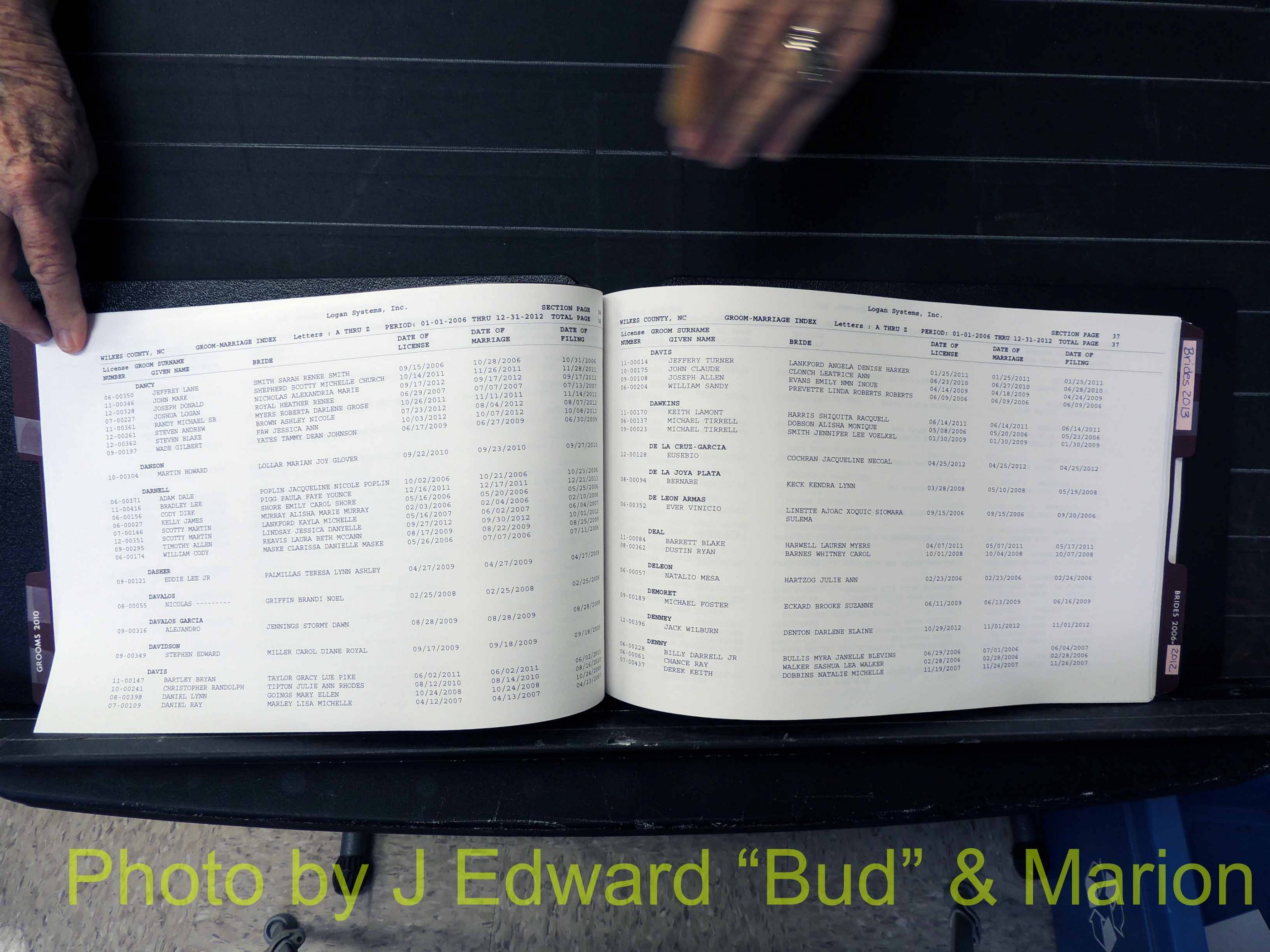 Wilkes Co, NC, Marriage Book 12, 2006-2012 (120).JPG