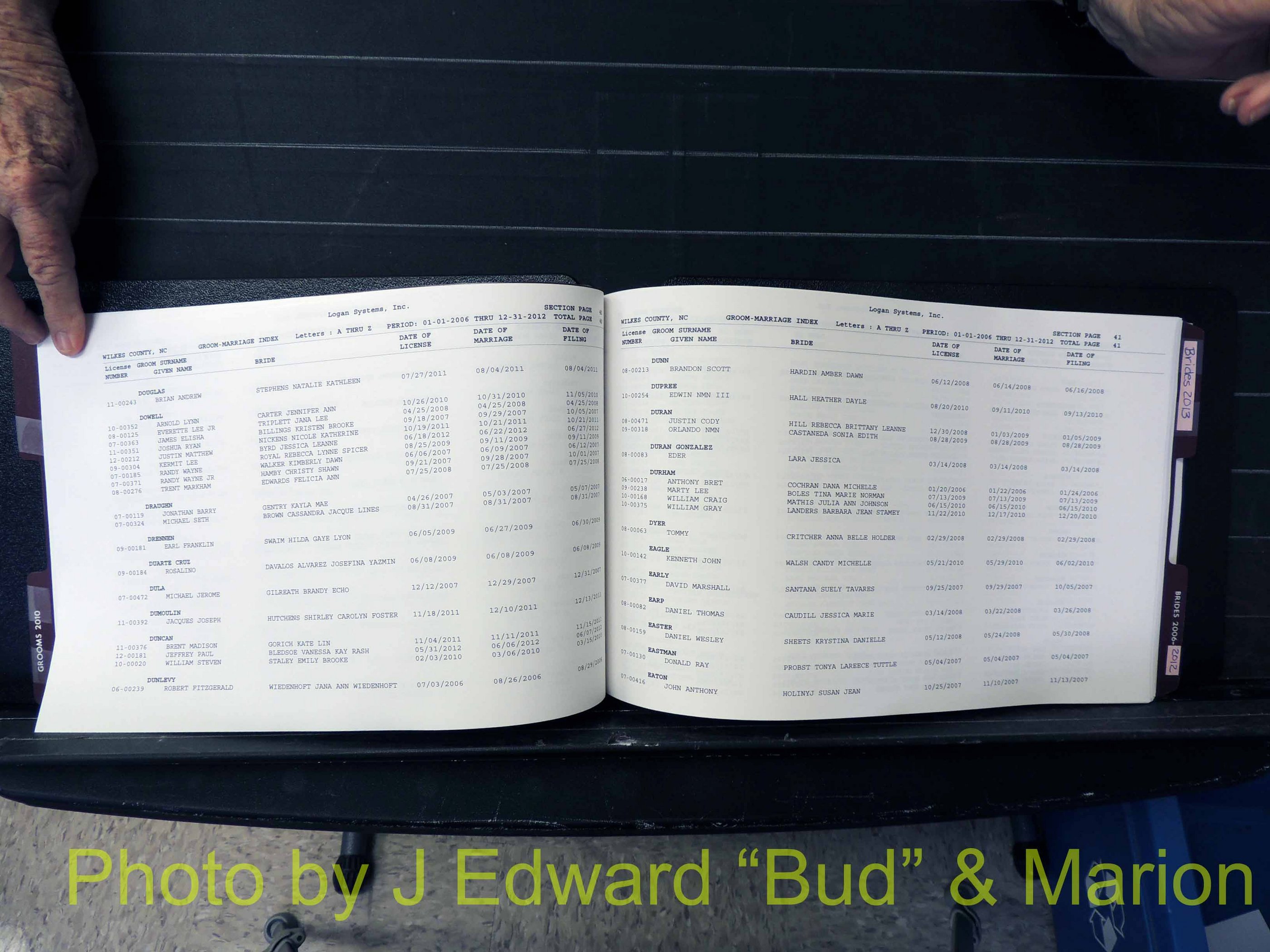 Wilkes Co, NC, Marriage Book 12, 2006-2012 (122).JPG