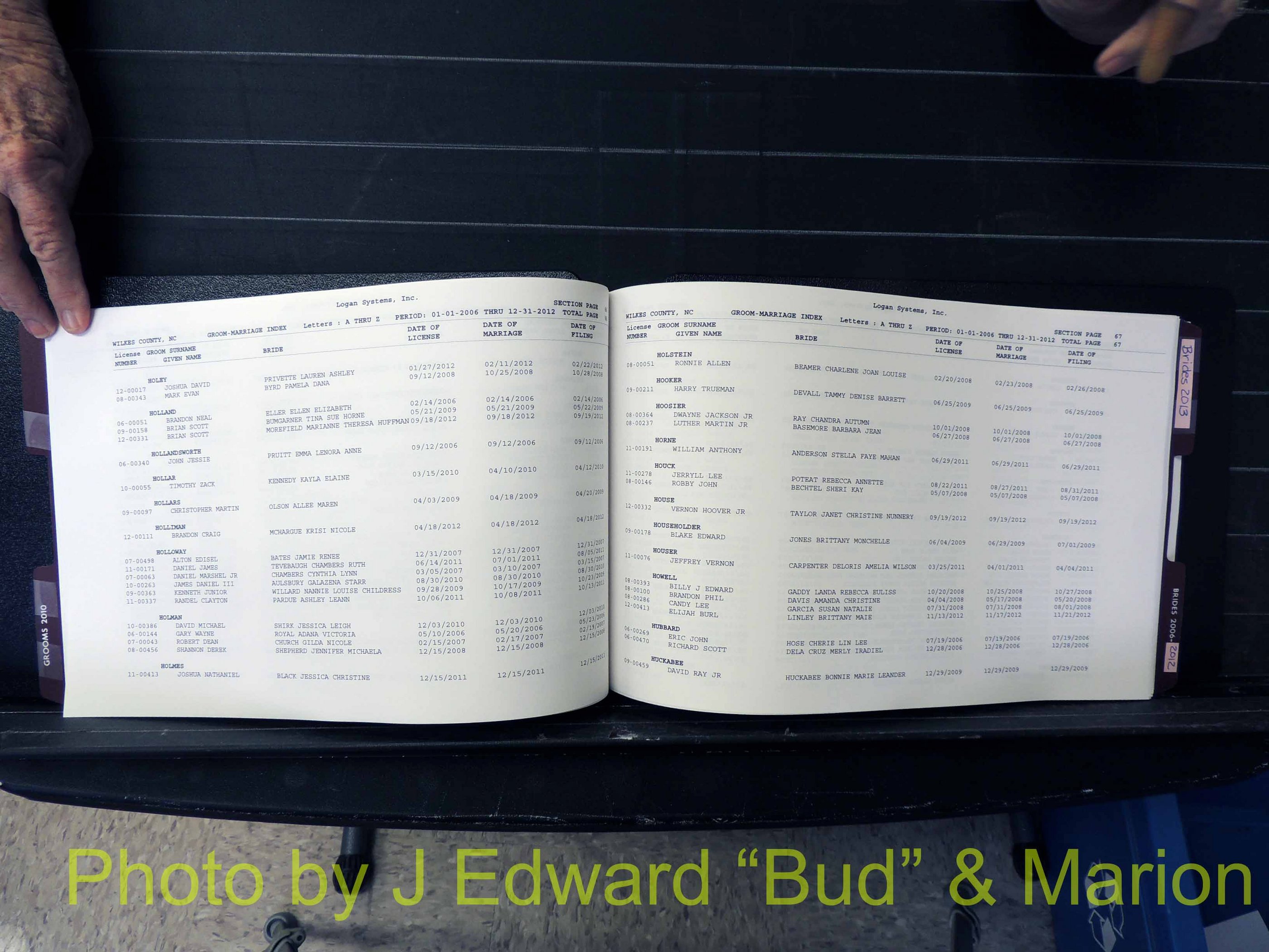 Wilkes Co, NC, Marriage Book 12, 2006-2012 (135).JPG