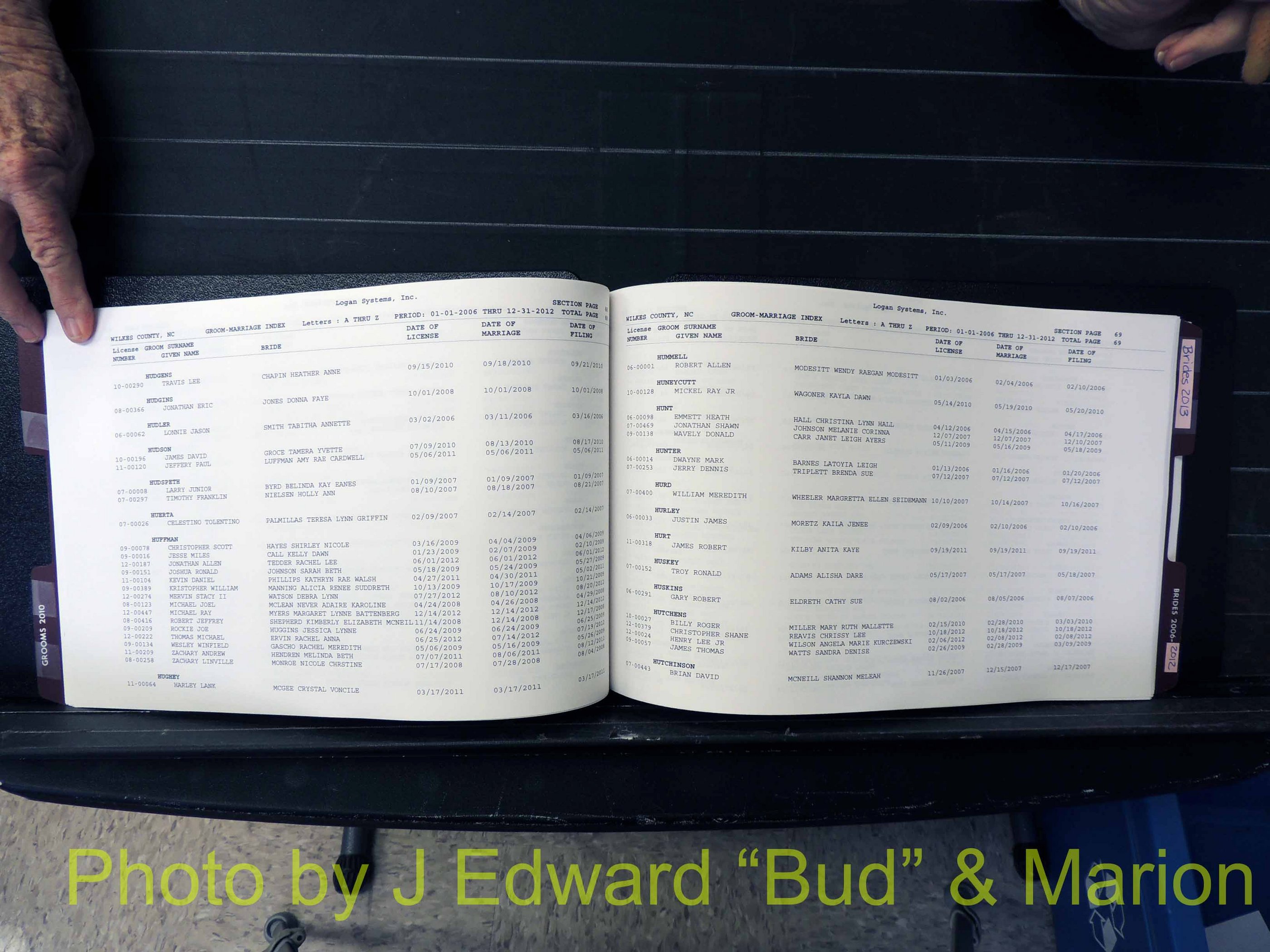 Wilkes Co, NC, Marriage Book 12, 2006-2012 (136).JPG