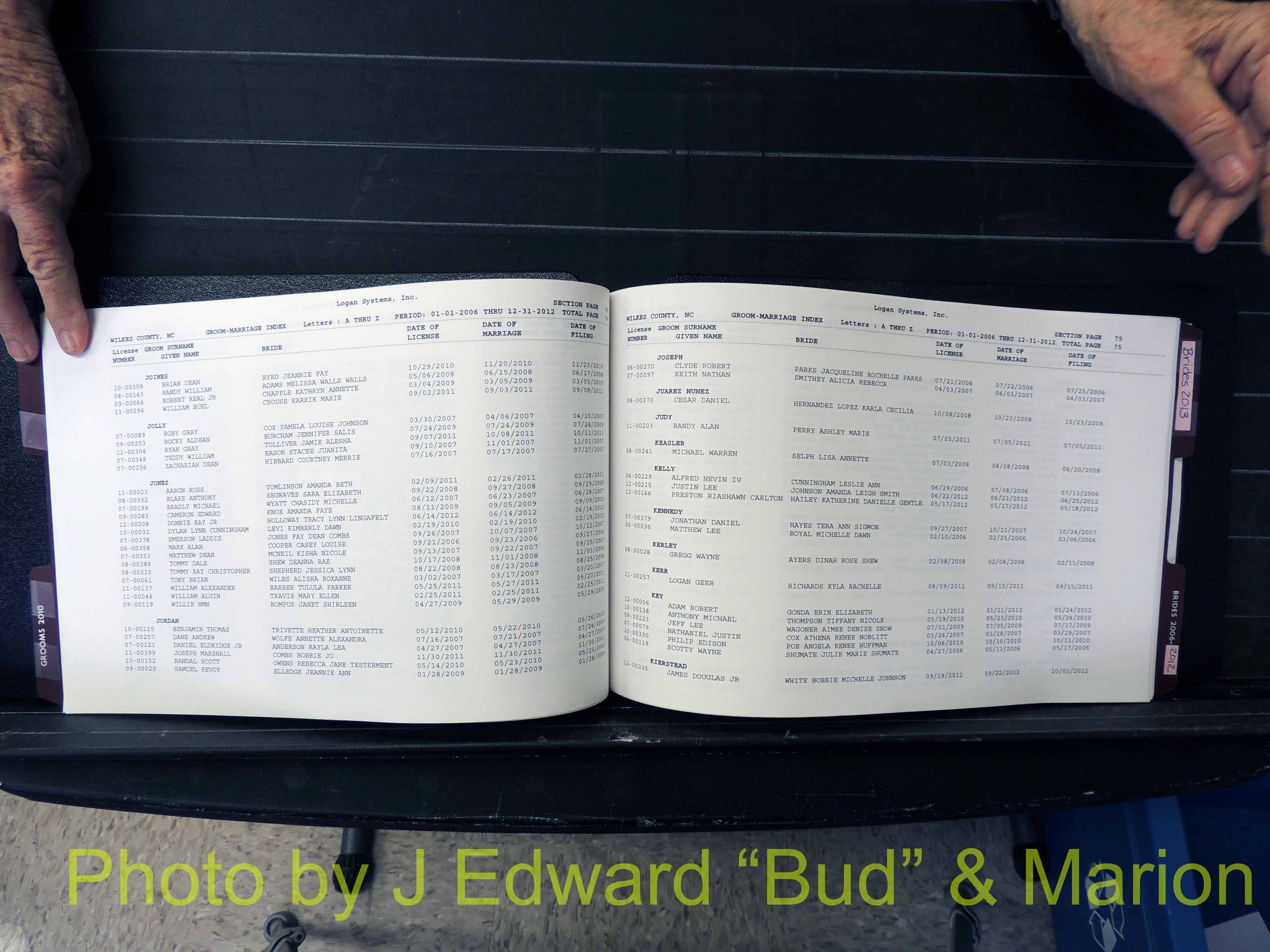 Wilkes Co, NC, Marriage Book 12, 2006-2012 (139).JPG