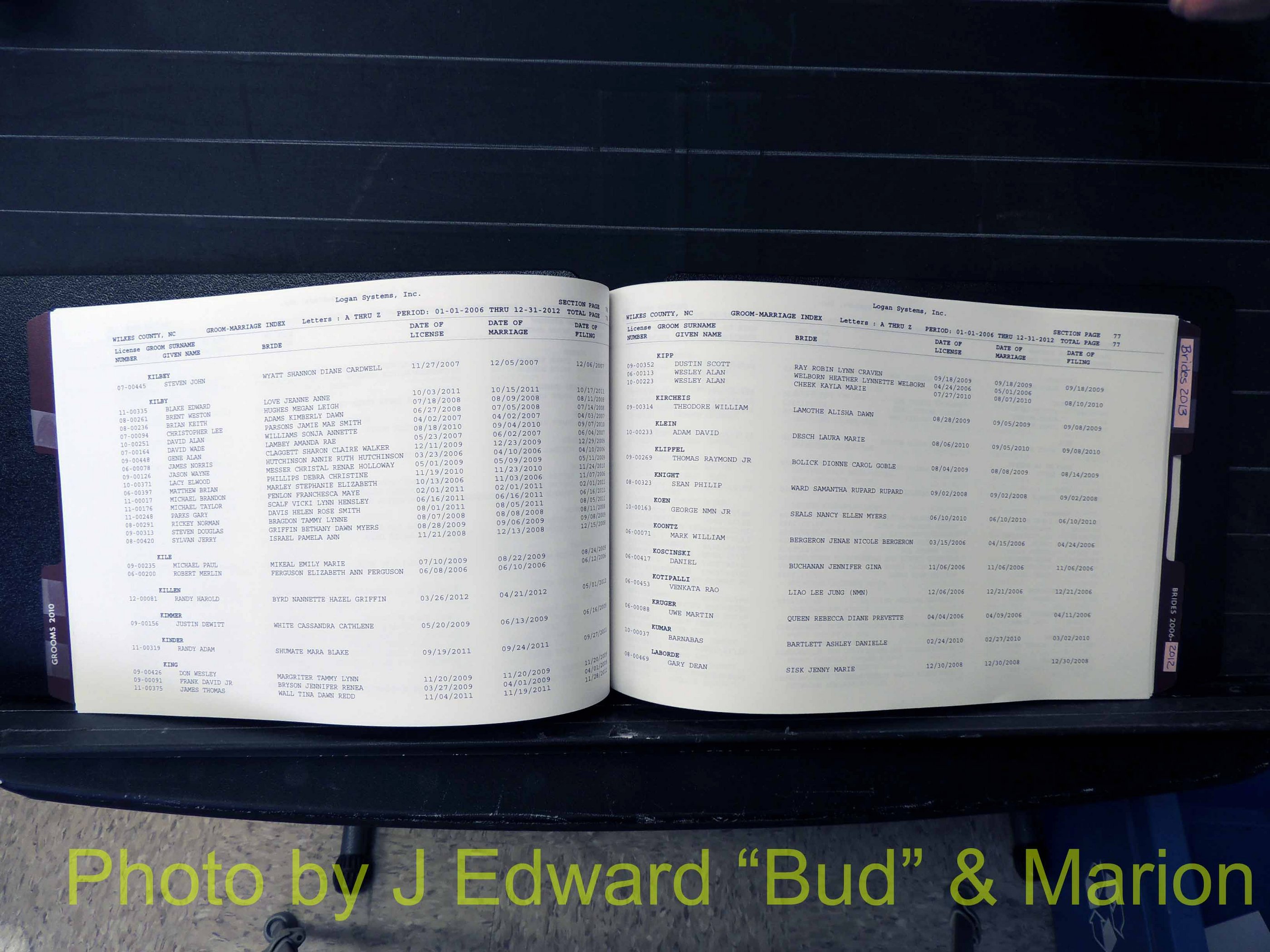 Wilkes Co, NC, Marriage Book 12, 2006-2012 (140).JPG