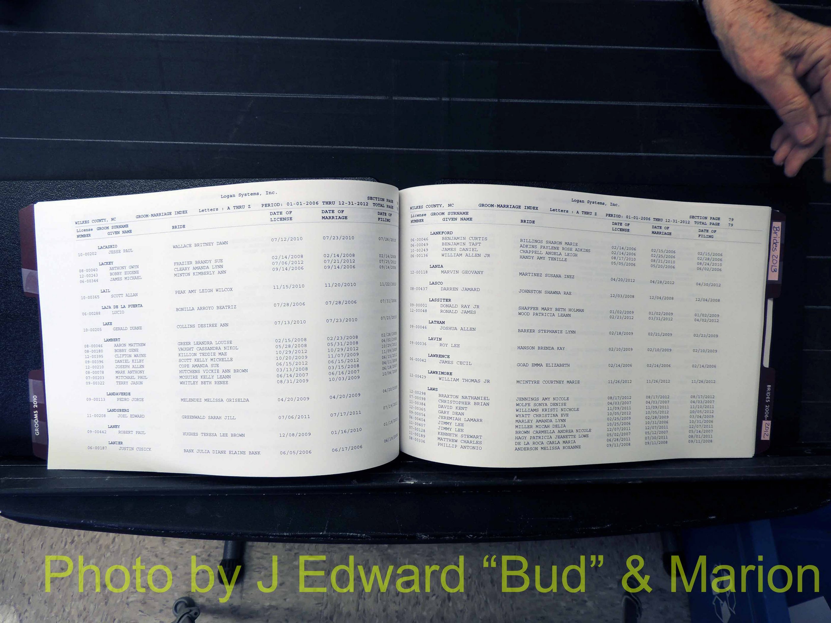 Wilkes Co, NC, Marriage Book 12, 2006-2012 (141).JPG