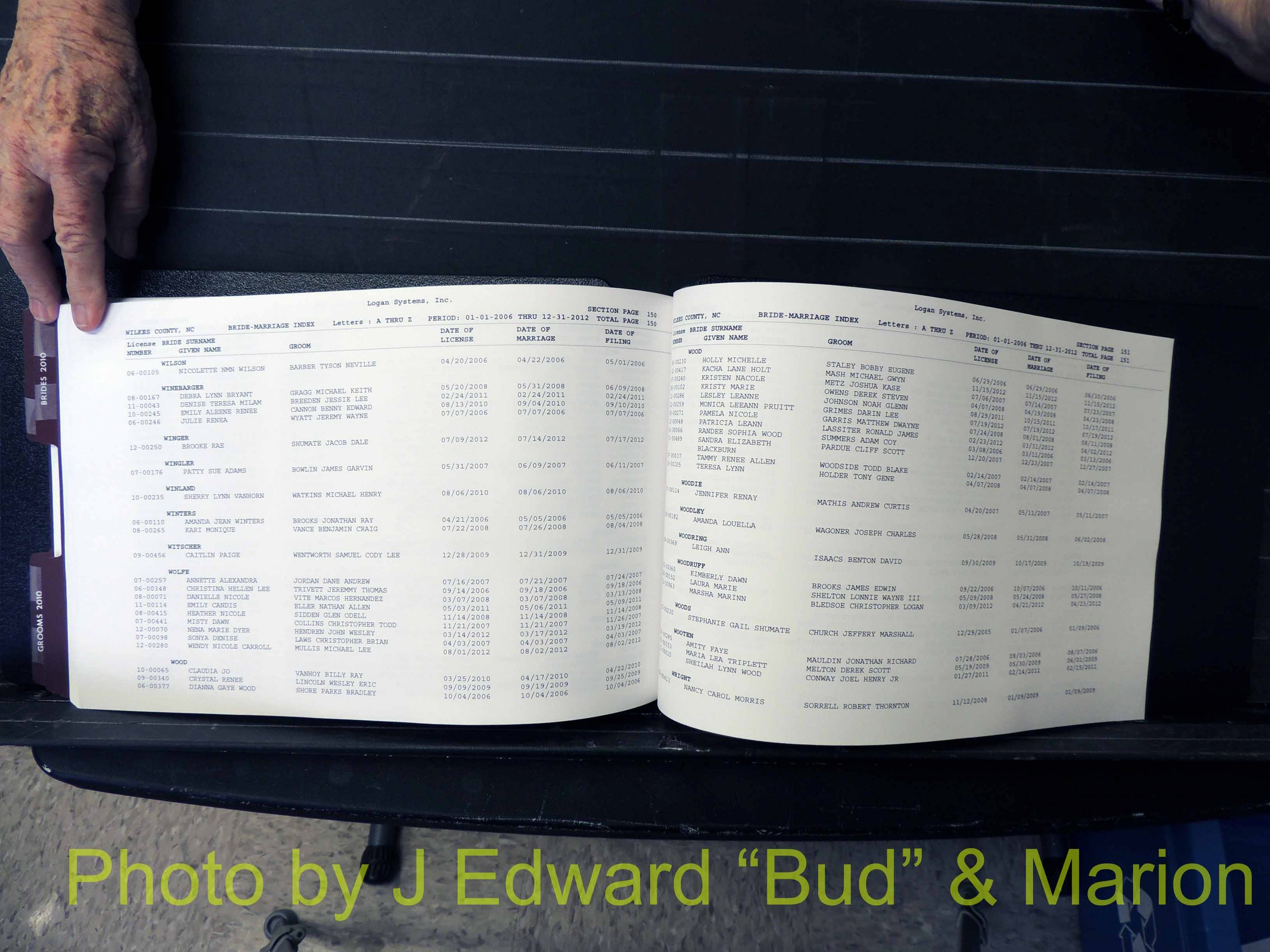 Wilkes Co, NC, Marriage Book 12, 2006-2012 (254).JPG