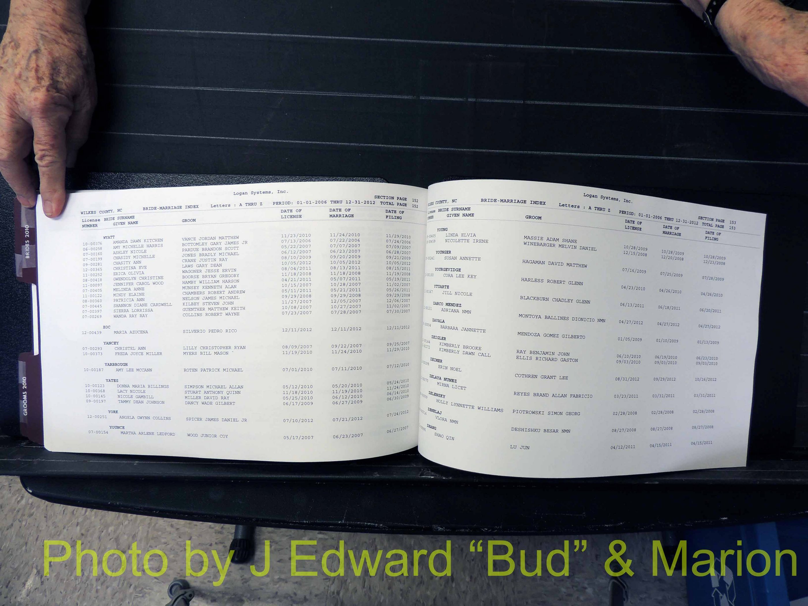 Wilkes Co, NC, Marriage Book 12, 2006-2012 (255).JPG