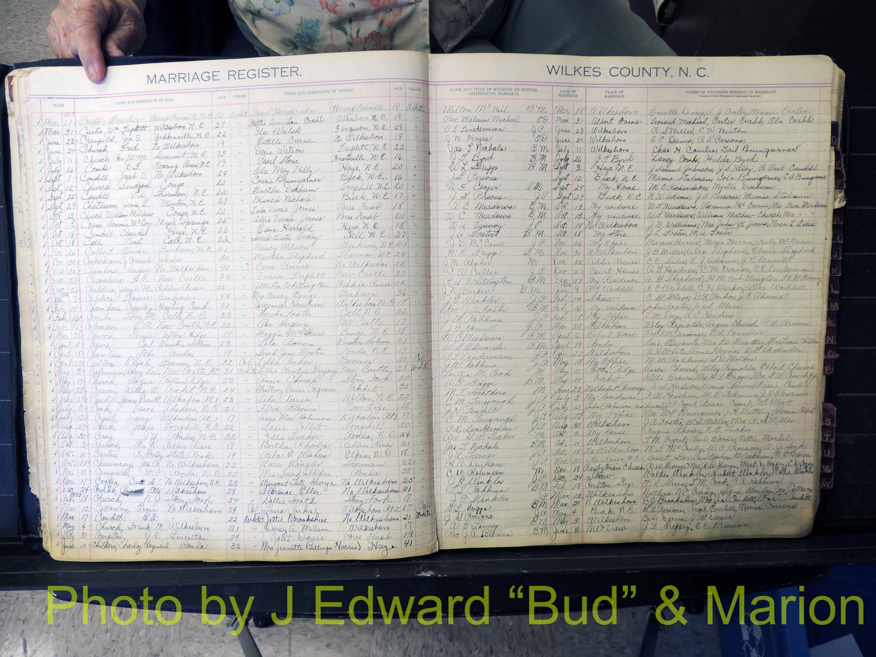 Wilkes Co, NC, Marriage Book 4, 1920-1937 (120).JPG