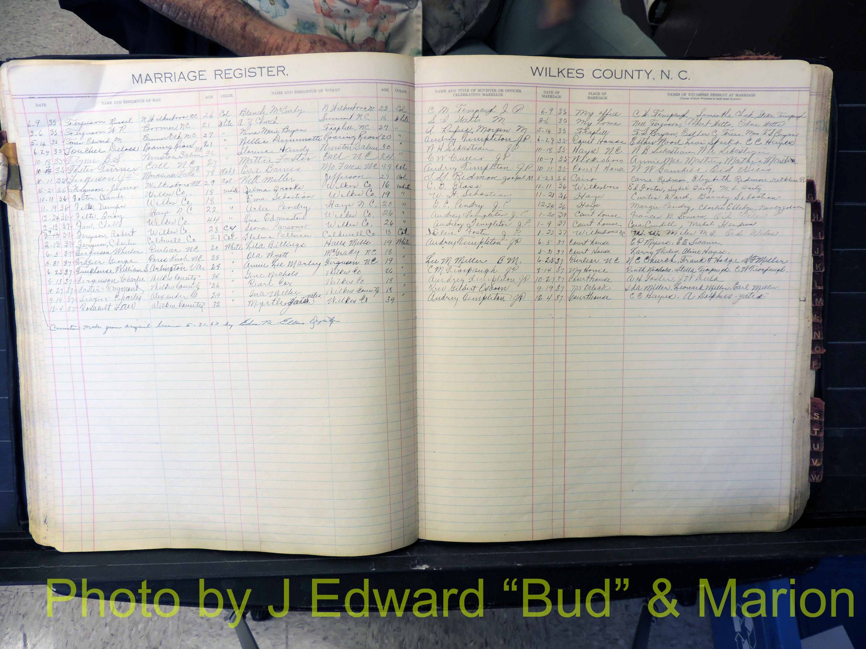 Wilkes Co, NC, Marriage Book 4, 1920-1937 (136).JPG