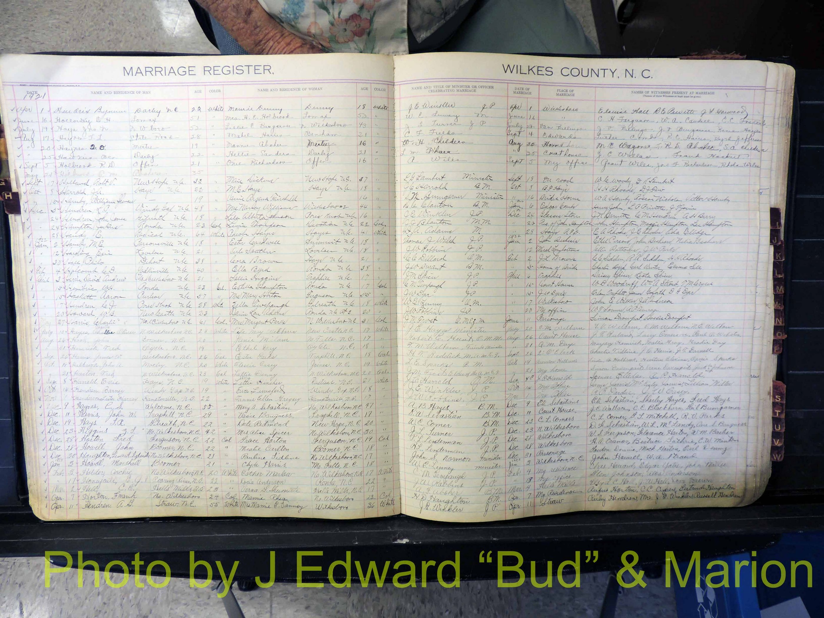 Wilkes Co, NC, Marriage Book 4, 1920-1937 (143).JPG