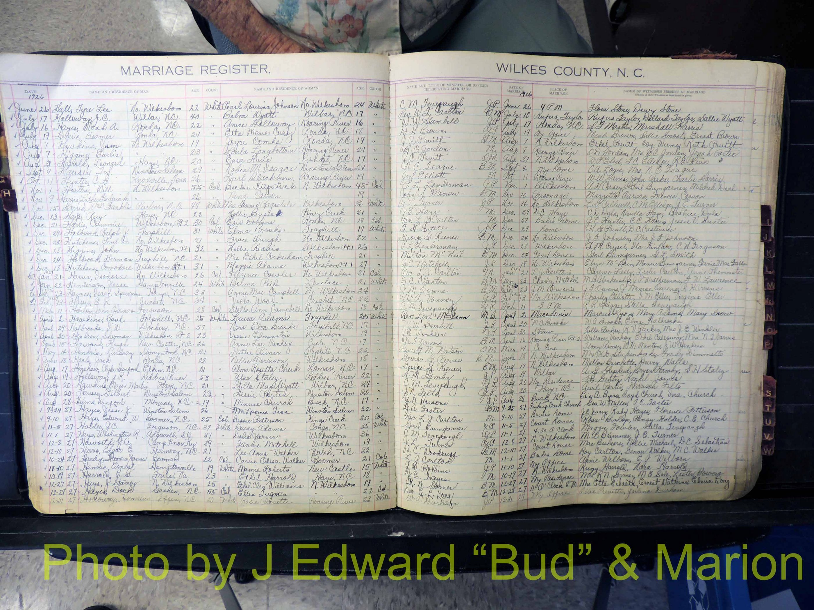 Wilkes Co, NC, Marriage Book 4, 1920-1937 (146).JPG