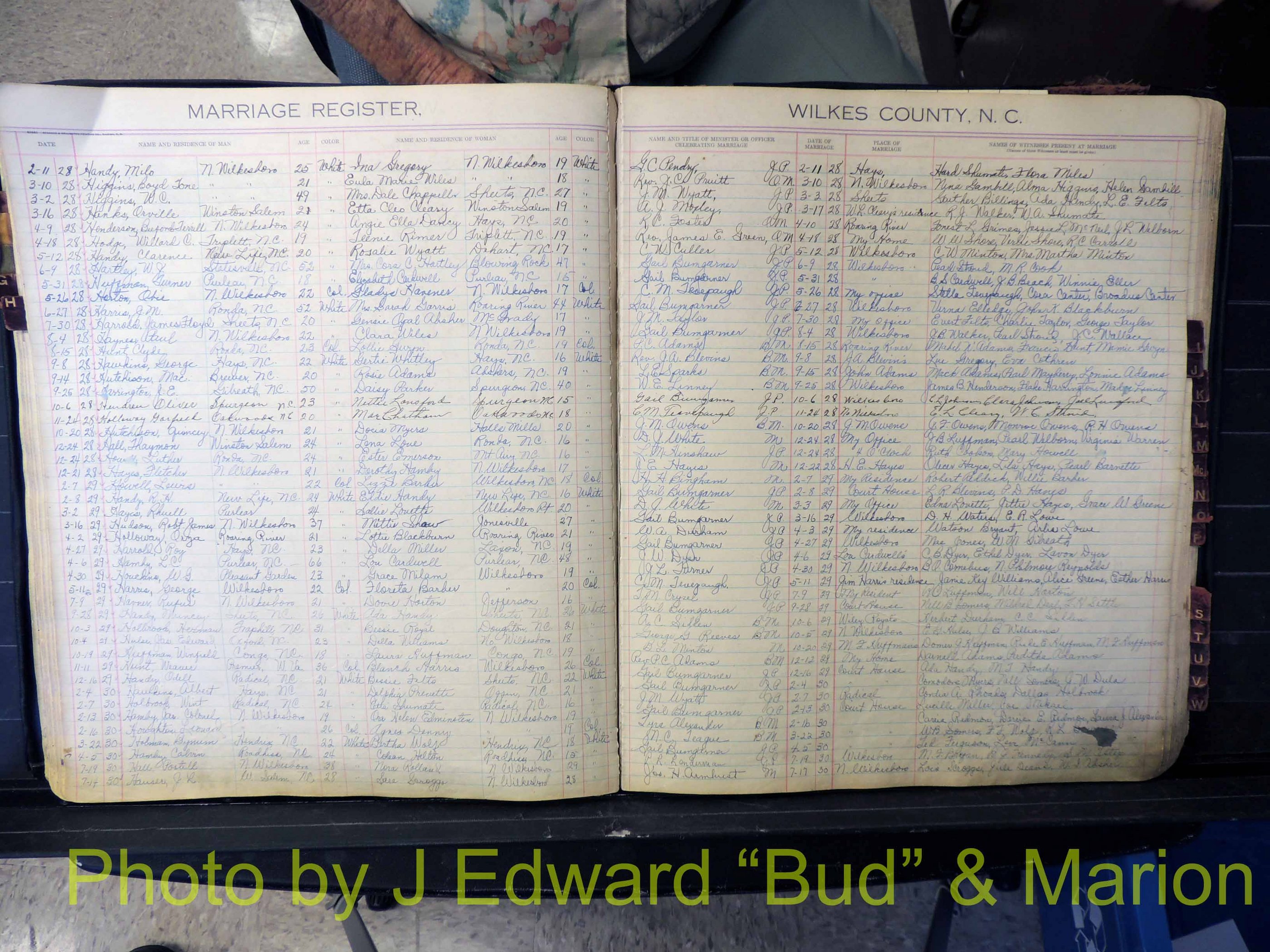 Wilkes Co, NC, Marriage Book 4, 1920-1937 (147).JPG