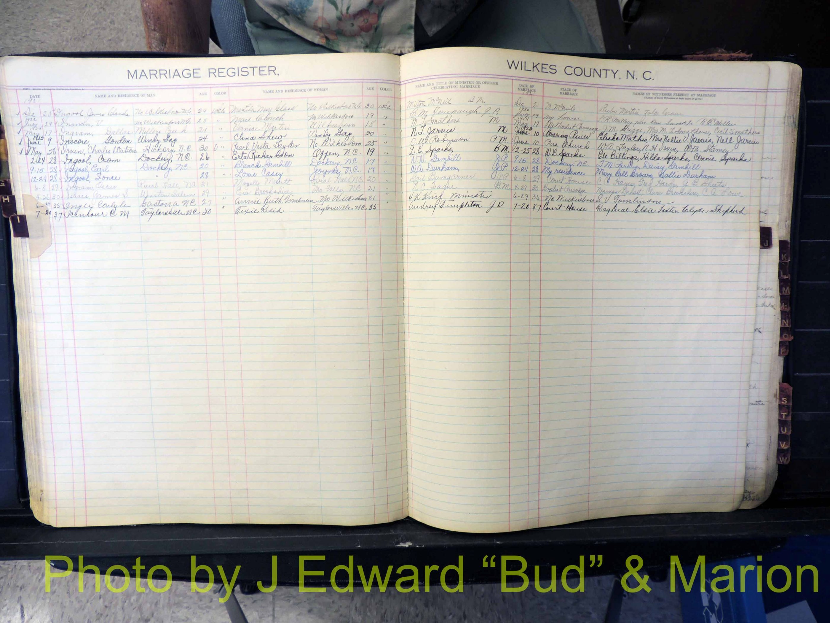 Wilkes Co, NC, Marriage Book 4, 1920-1937 (152).JPG