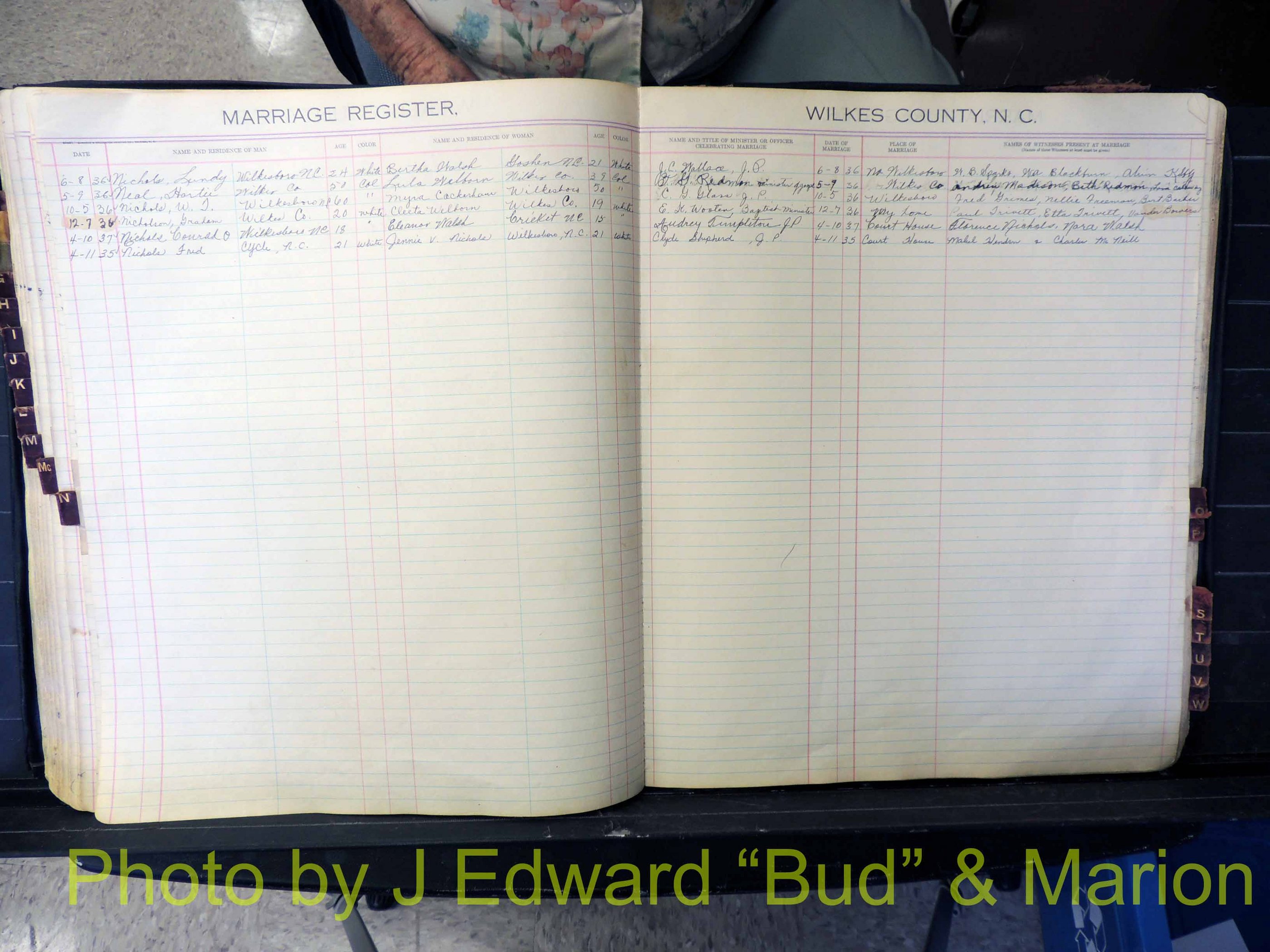 Wilkes Co, NC, Marriage Book 4, 1920-1937 (174).JPG