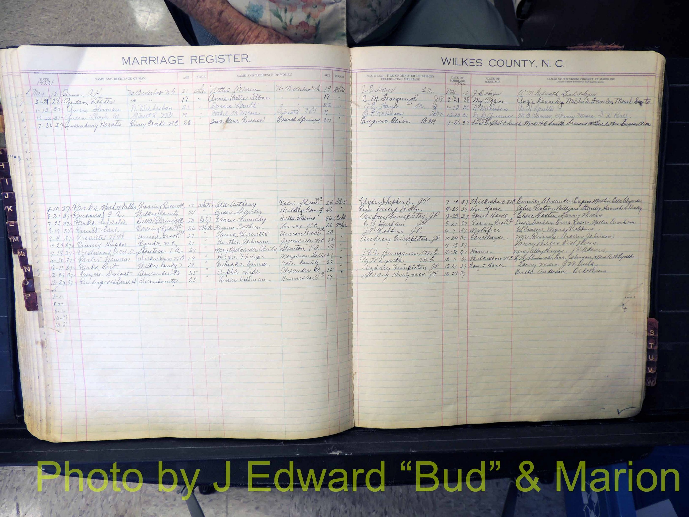 Wilkes Co, NC, Marriage Book 4, 1920-1937 (182).JPG
