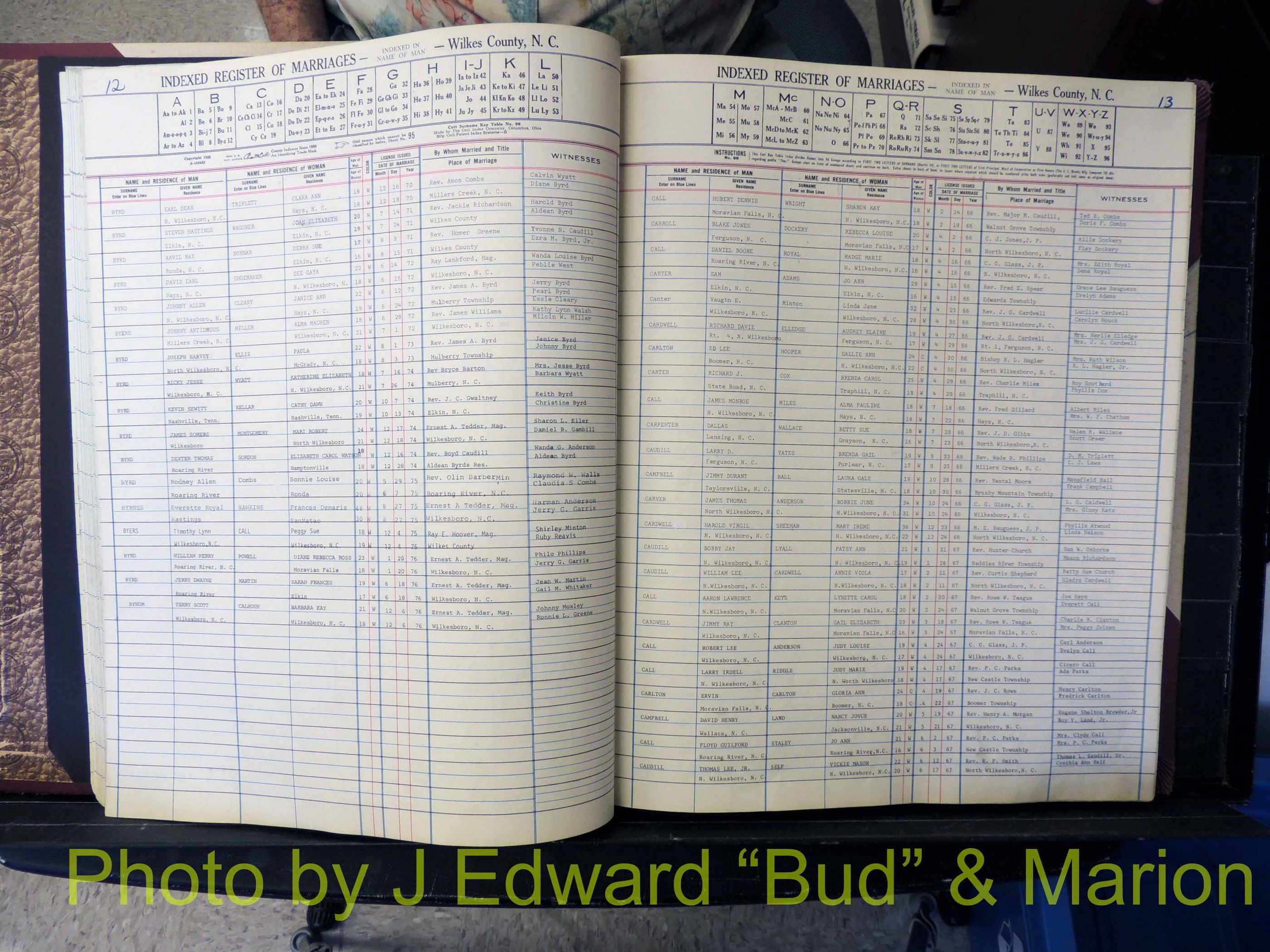 Wilkes Co, NC, Marriage Book 7, 1966-1976 (128).JPG