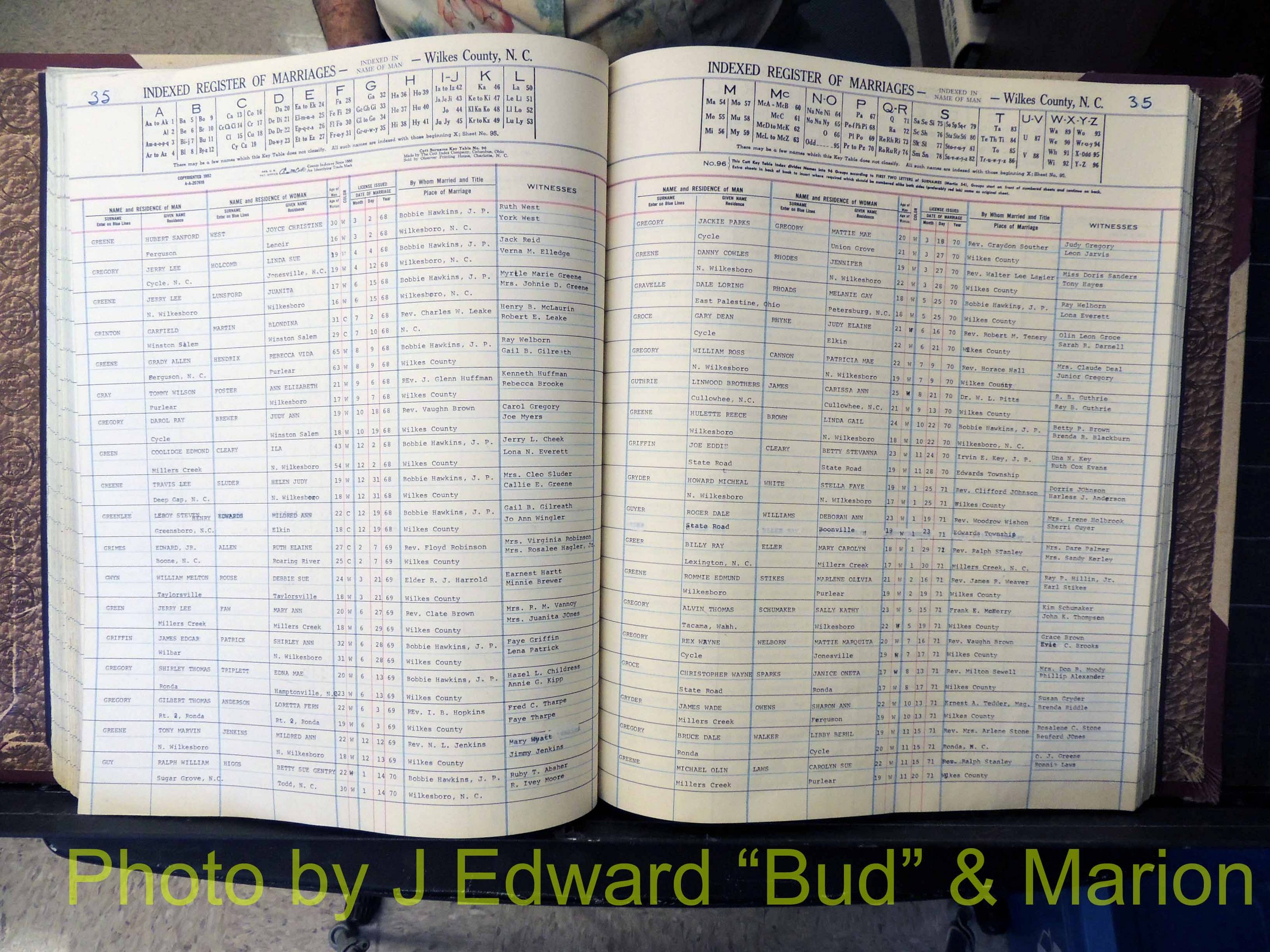 Wilkes Co, NC, Marriage Book 7, 1966-1976 (167).JPG