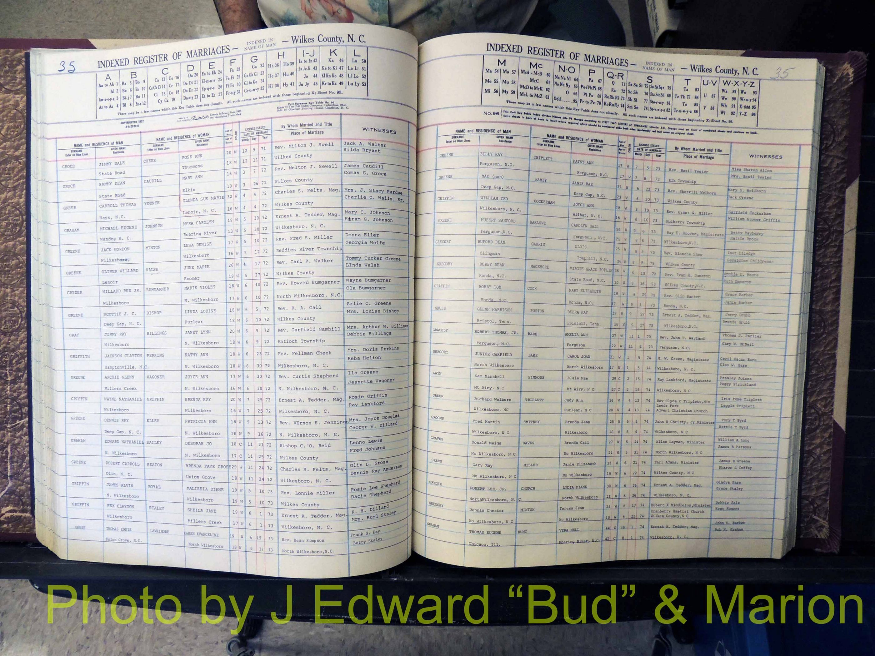 Wilkes Co, NC, Marriage Book 7, 1966-1976 (168).JPG