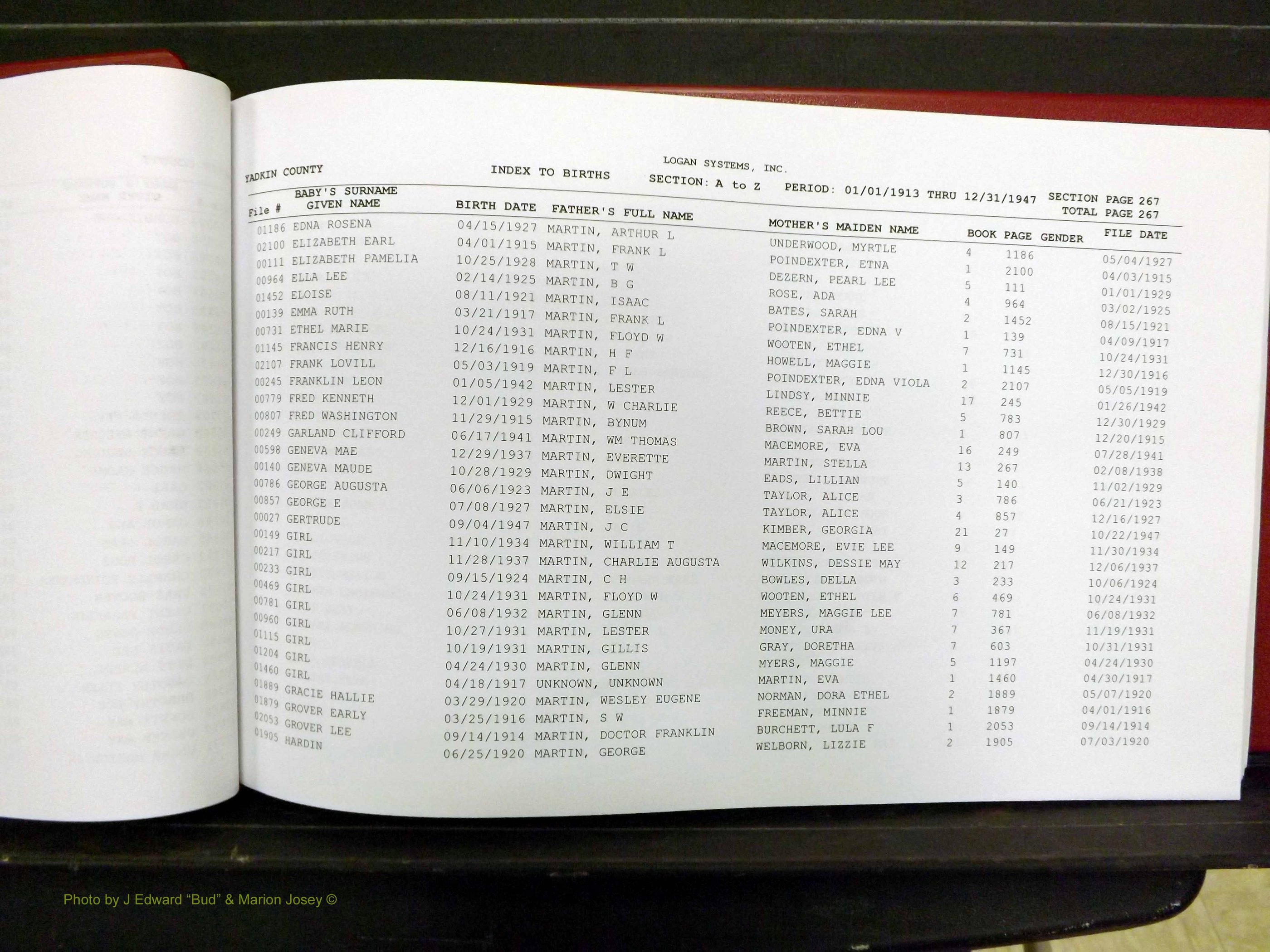 Yadkin Co, NC, Births, M-Z, 1913-1947 (107).JPG