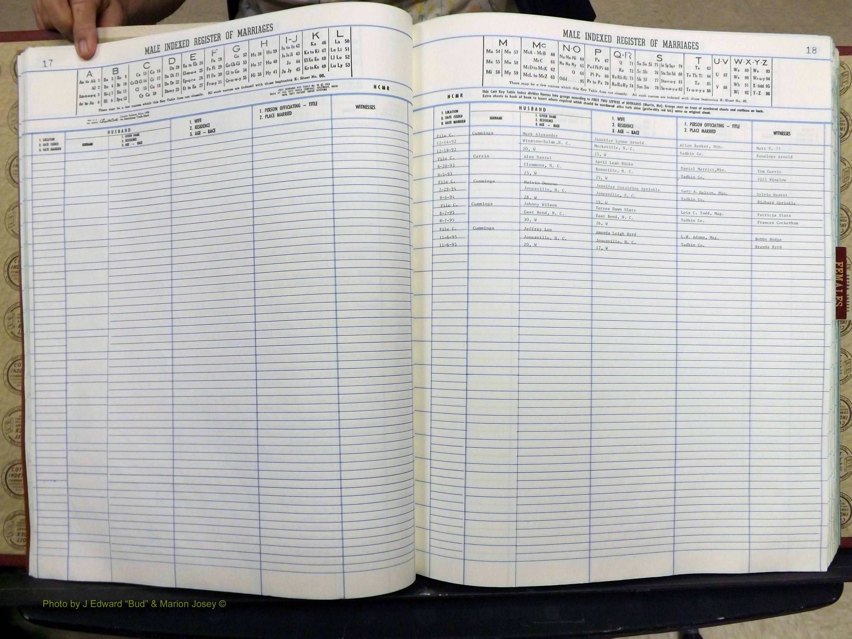 Yadkin Co, NC, Marriage Book 8, 1991-1995 (120).JPG