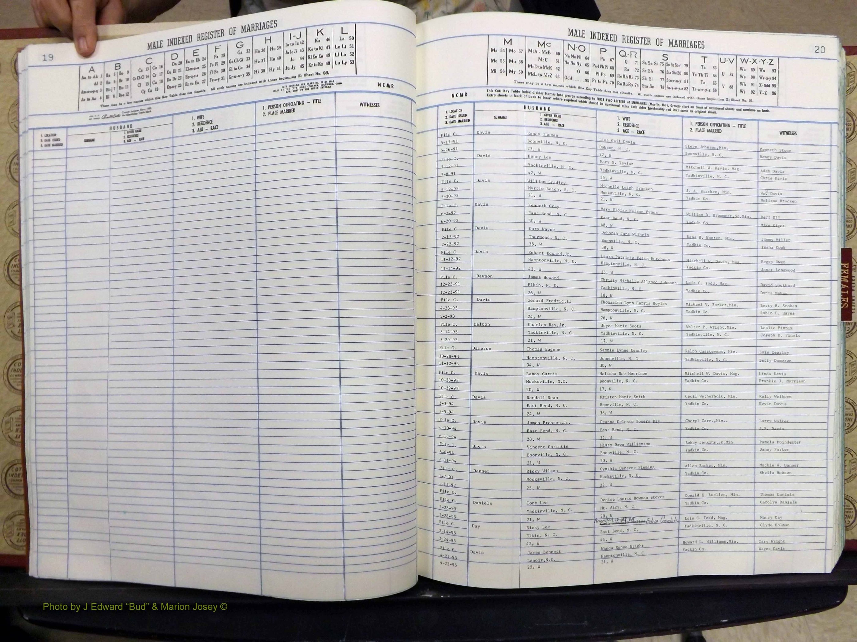 Yadkin Co, NC, Marriage Book 8, 1991-1995 (122).JPG