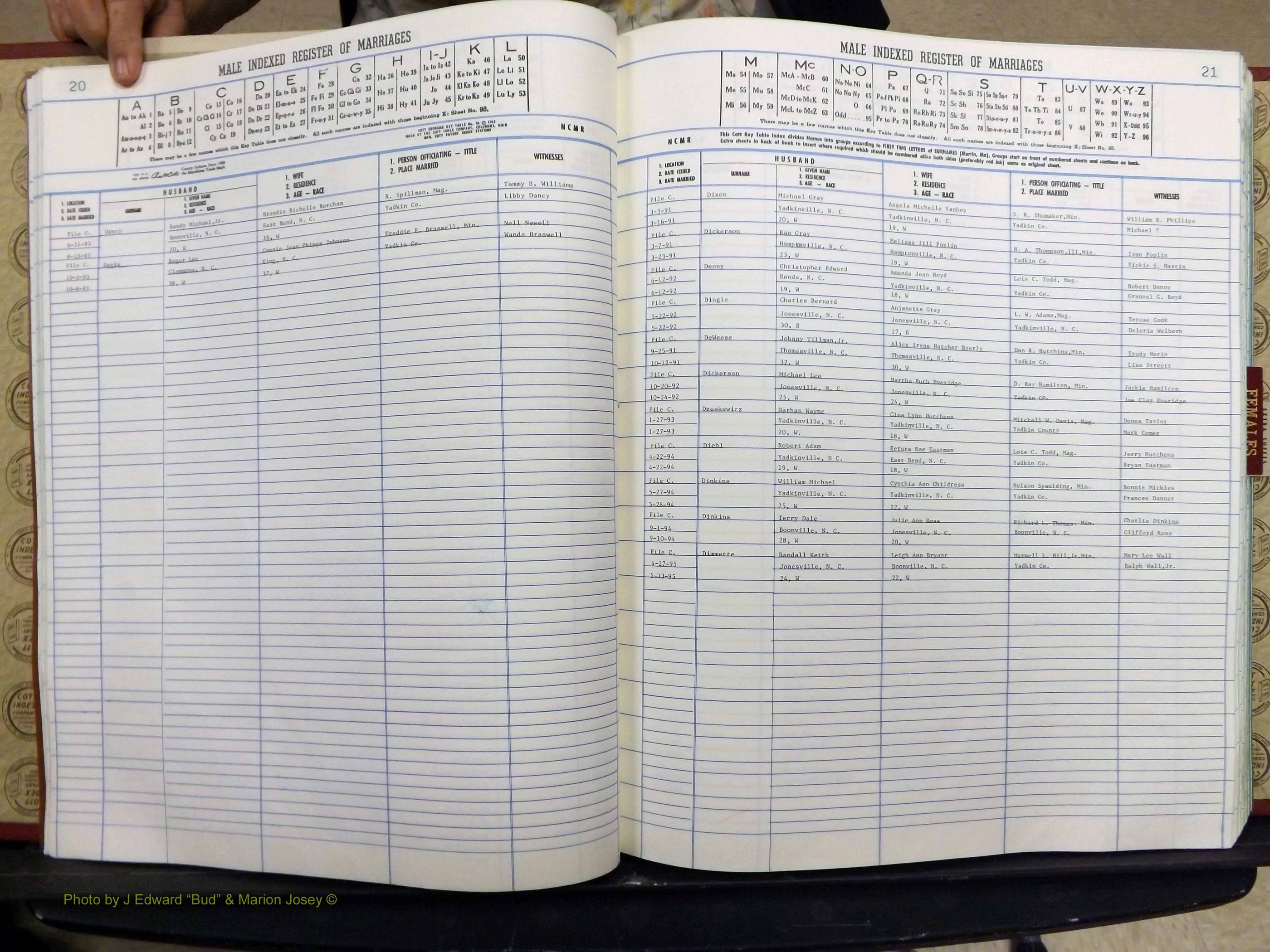 Yadkin Co, NC, Marriage Book 8, 1991-1995 (123).JPG