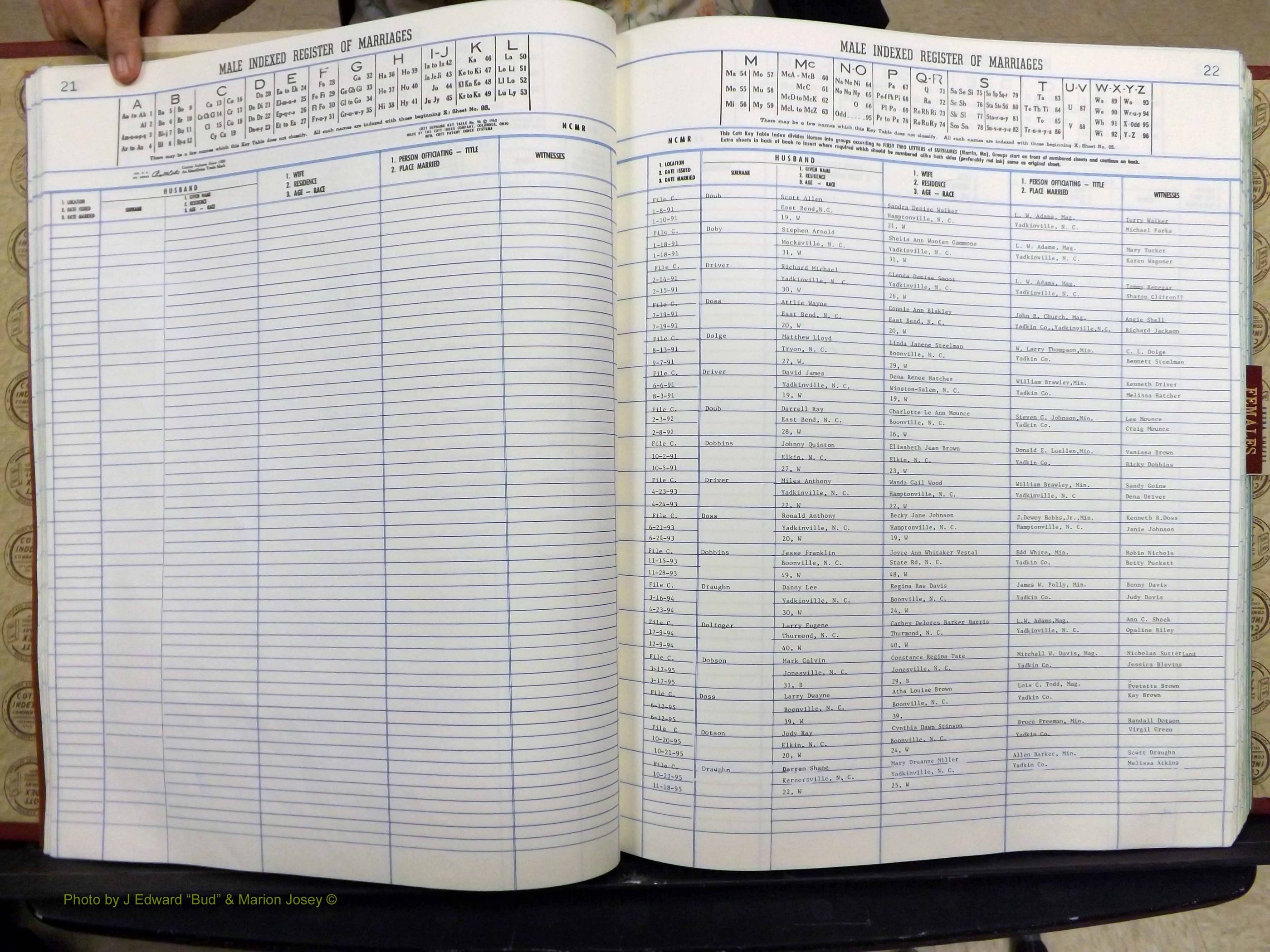 Yadkin Co, NC, Marriage Book 8, 1991-1995 (124).JPG
