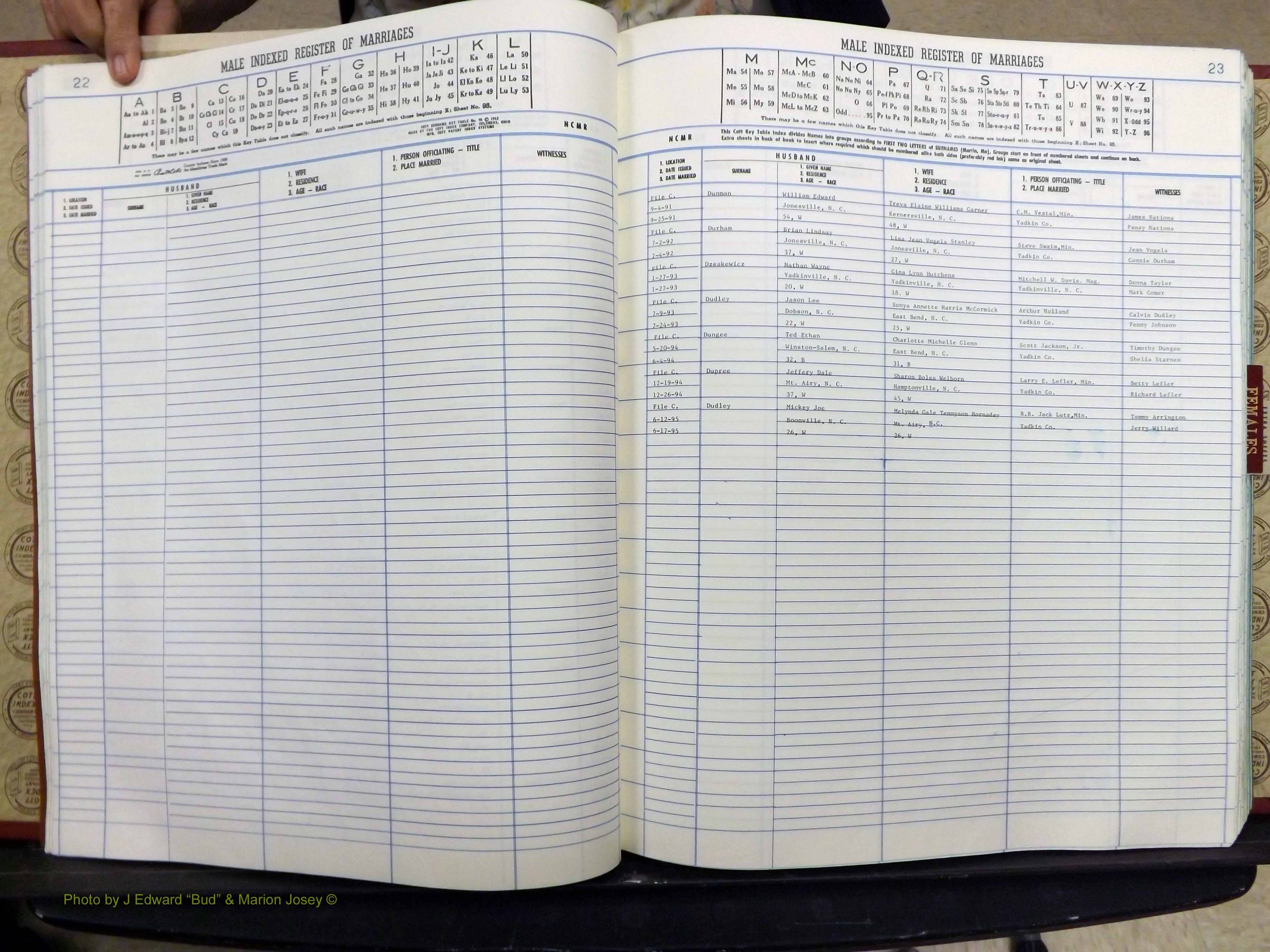 Yadkin Co, NC, Marriage Book 8, 1991-1995 (125).JPG