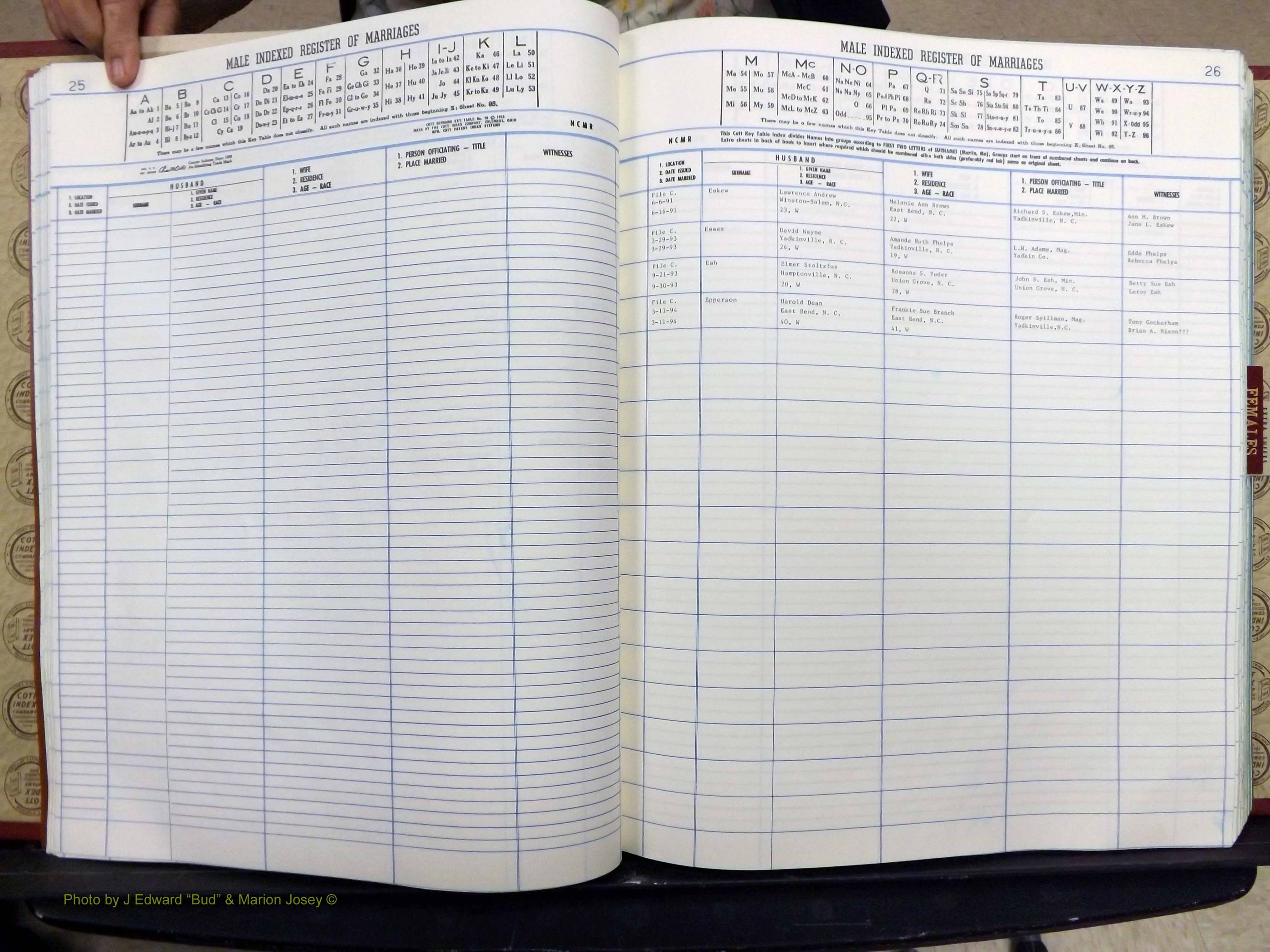 Yadkin Co, NC, Marriage Book 8, 1991-1995 (128).JPG