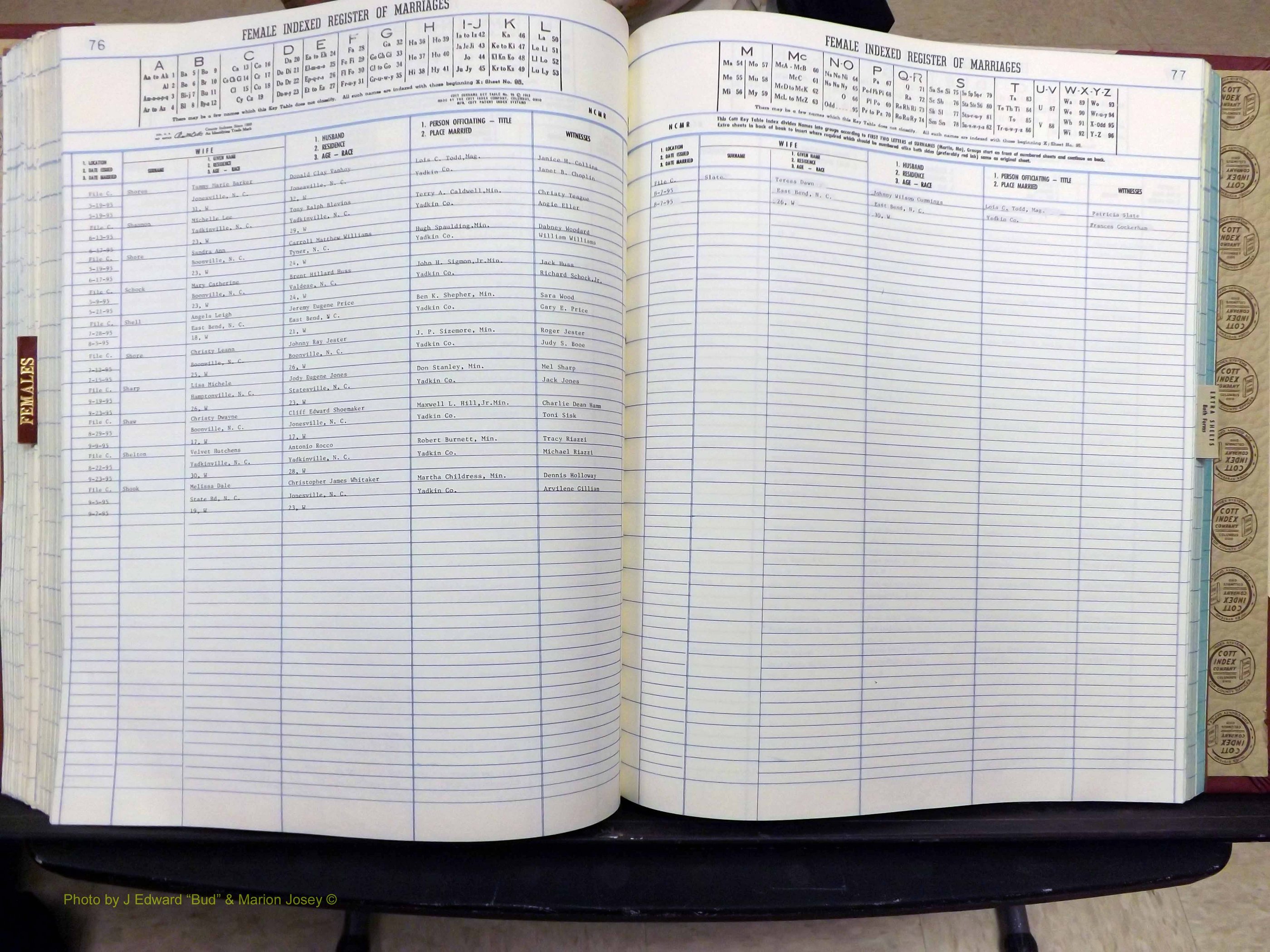 Yadkin Co, NC, Marriage Book 8, 1991-1995 (277).JPG