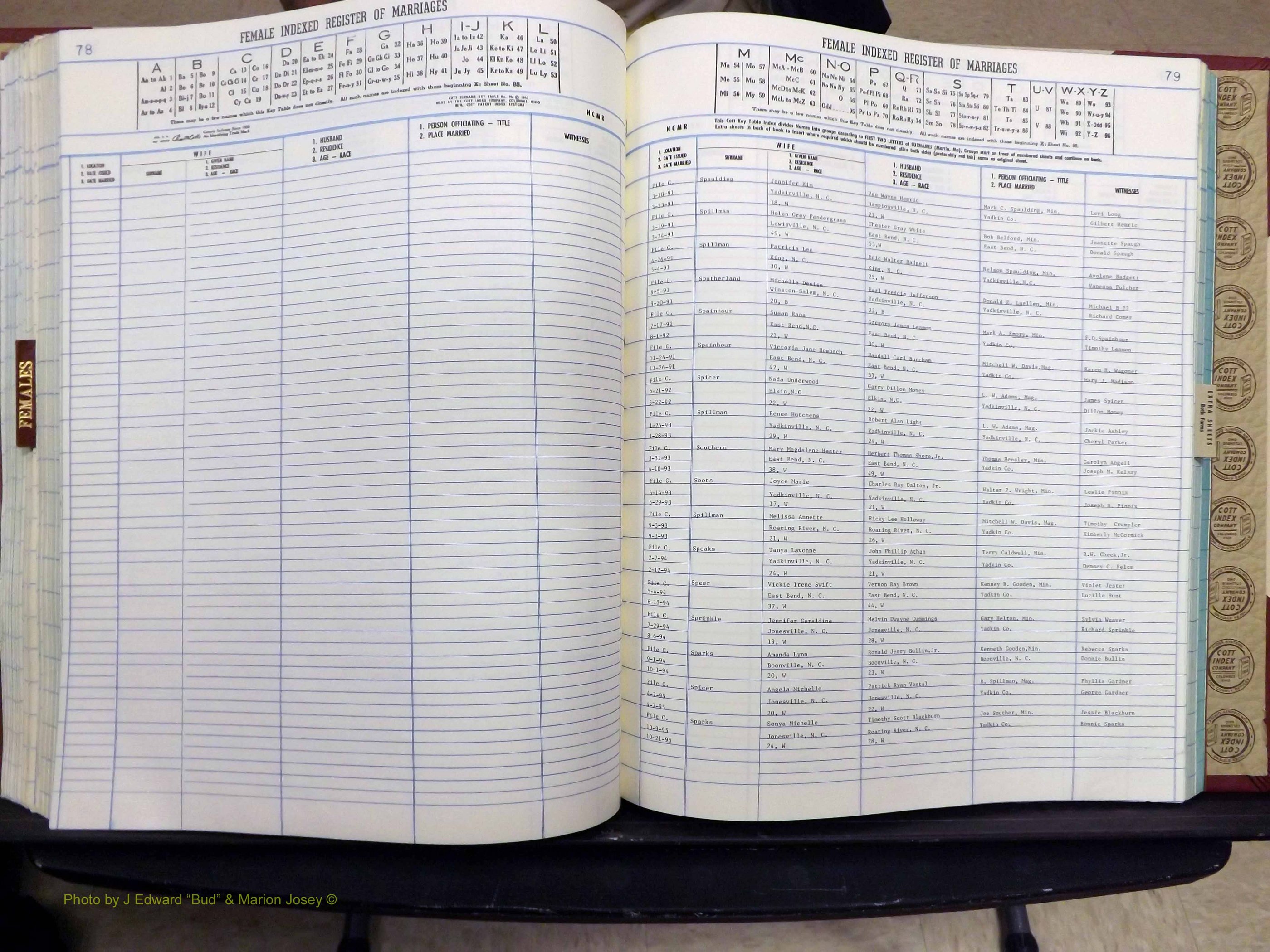 Yadkin Co, NC, Marriage Book 8, 1991-1995 (279).JPG