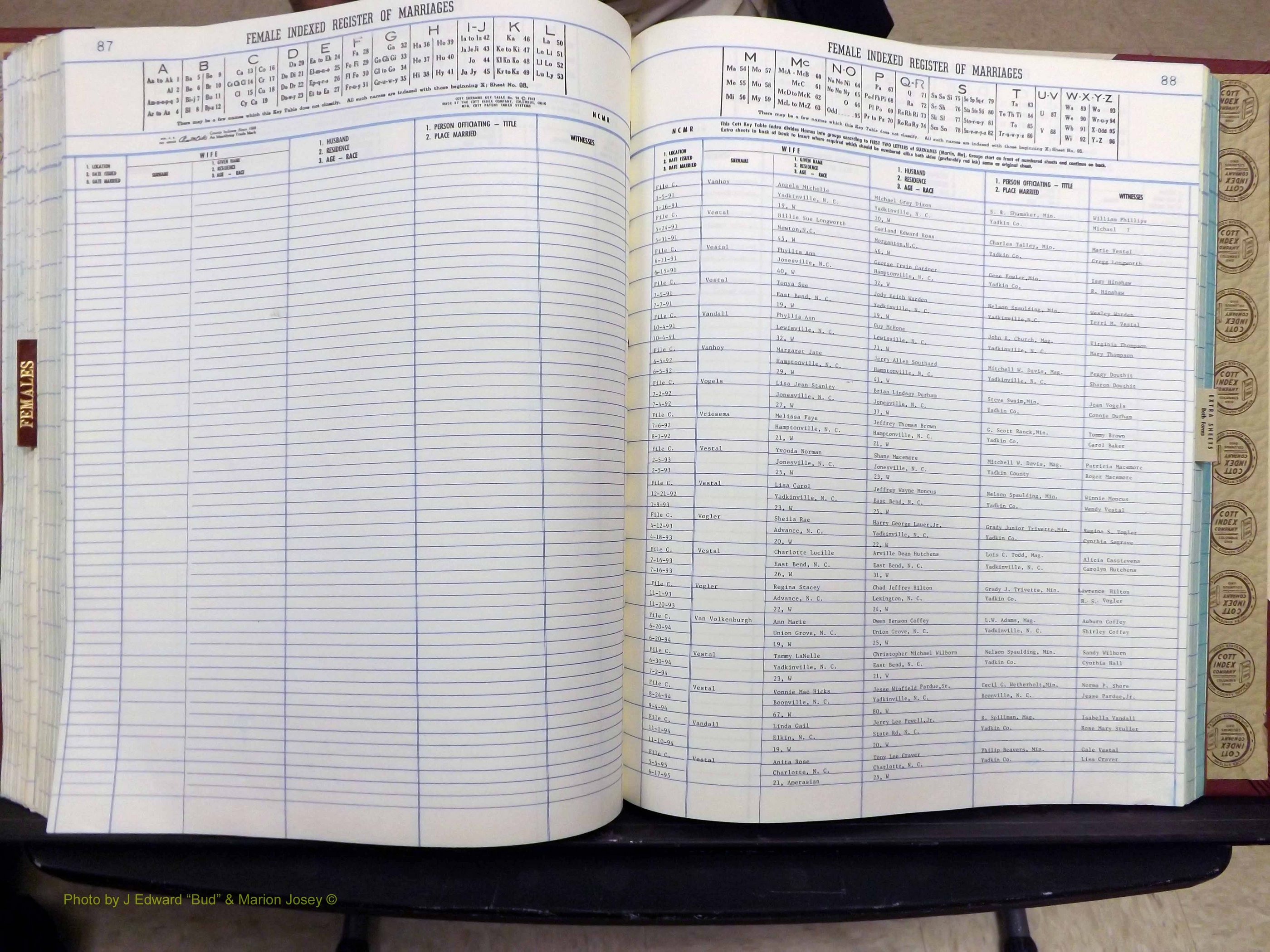 Yadkin Co, NC, Marriage Book 8, 1991-1995 (287).JPG