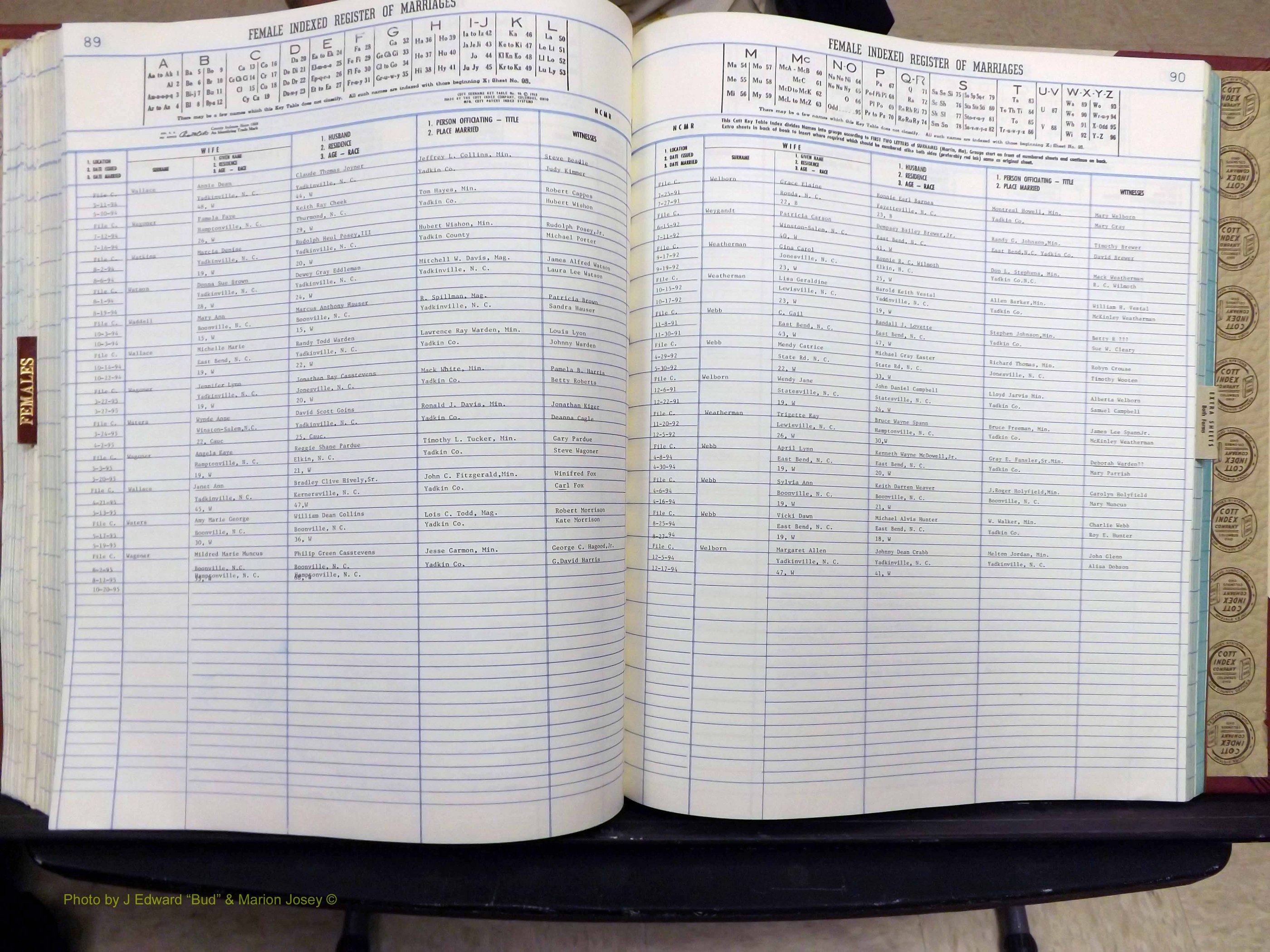 Yadkin Co, NC, Marriage Book 8, 1991-1995 (289).JPG