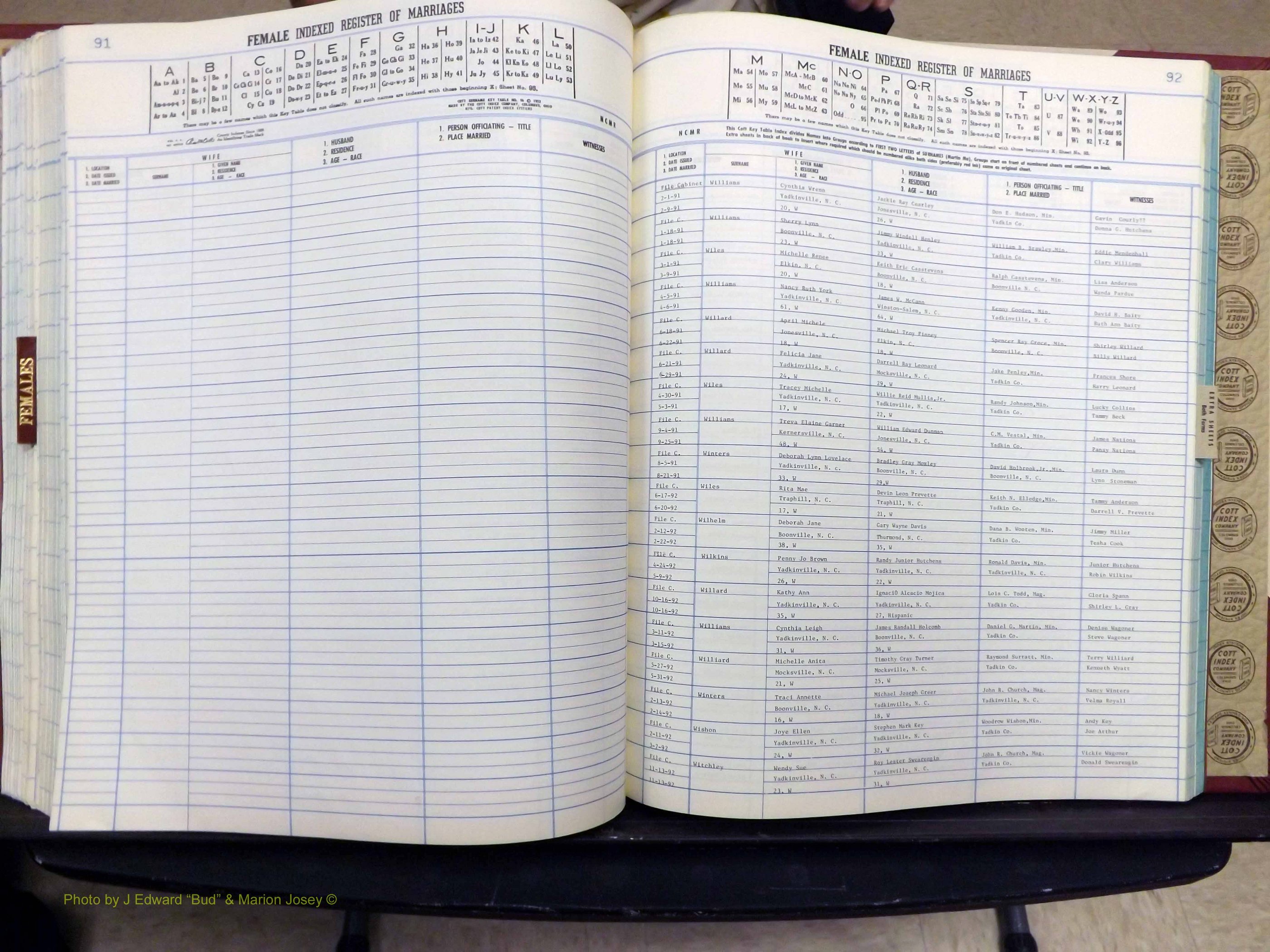 Yadkin Co, NC, Marriage Book 8, 1991-1995 (291).JPG