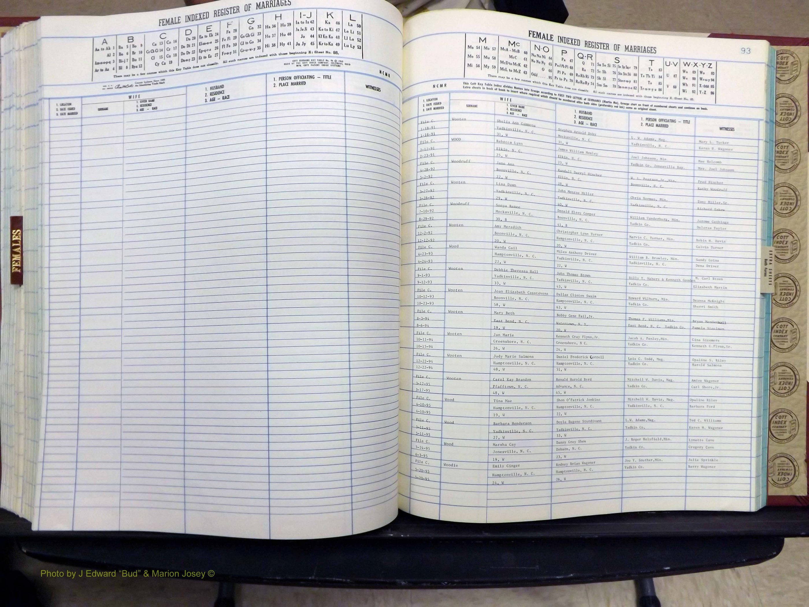 Yadkin Co, NC, Marriage Book 8, 1991-1995 (293).JPG