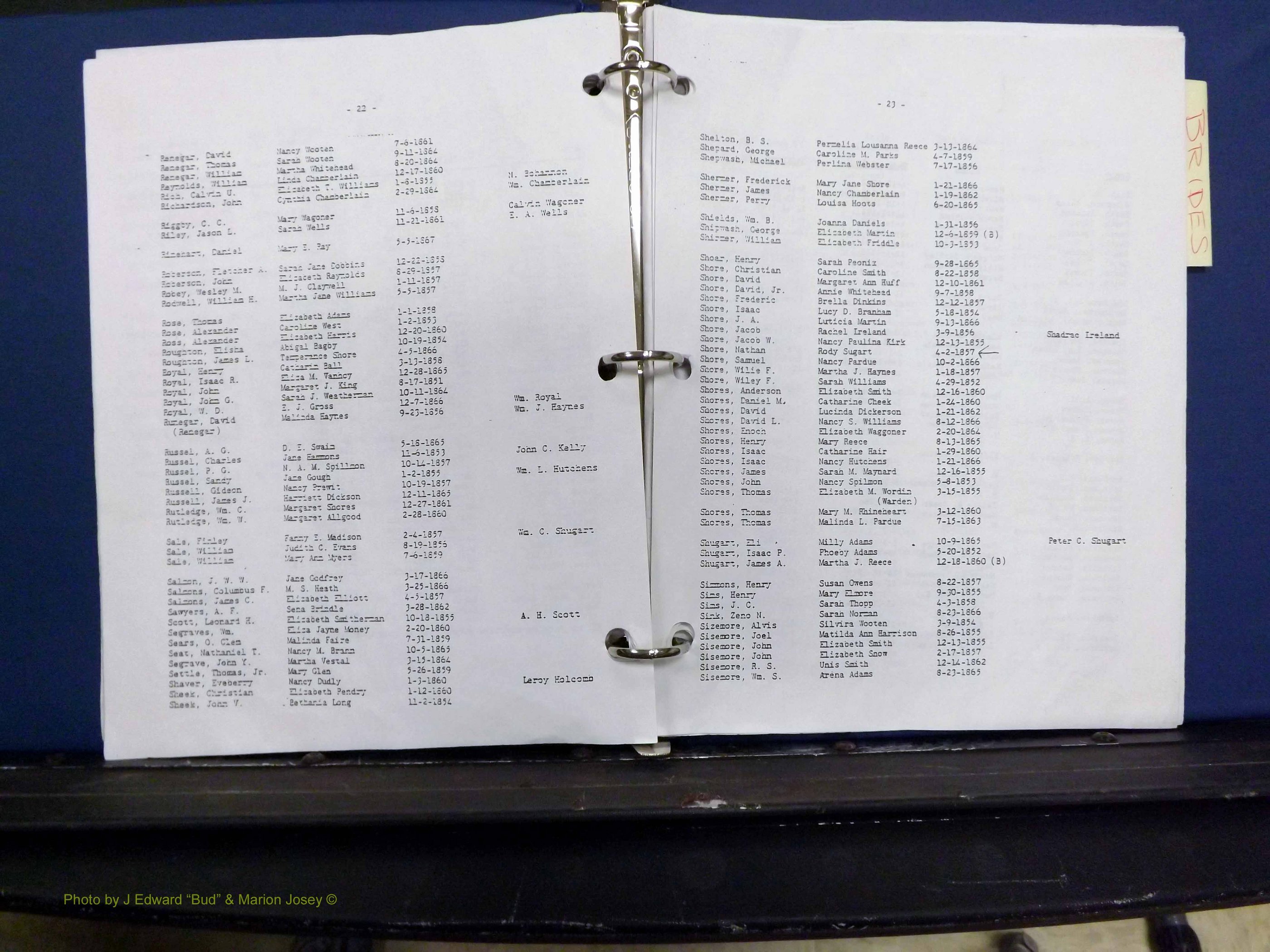 Yadkin Co, NC, Marriage Index, Male & Female 1850-1868 (113).JPG
