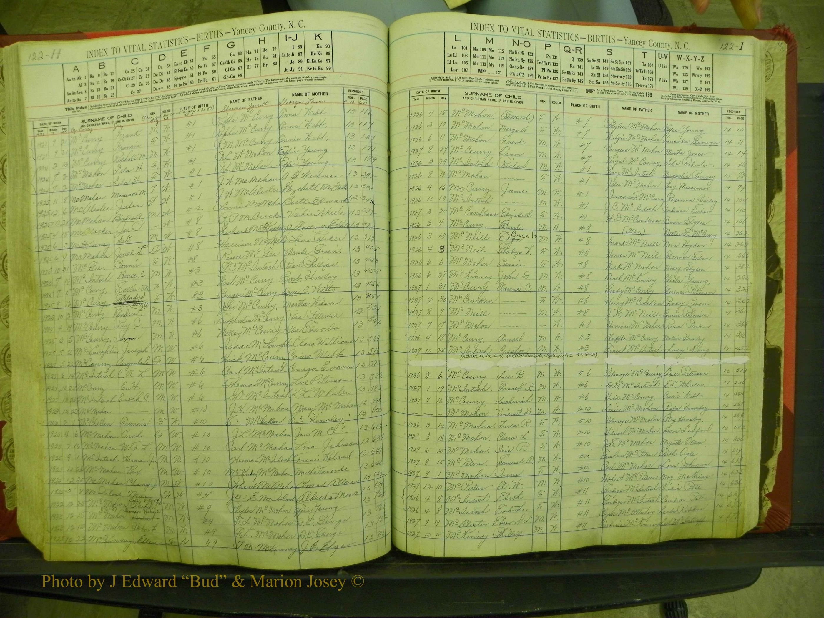 Yancey Births, 1913-1939, Index Mc, 122h-122i.JPG