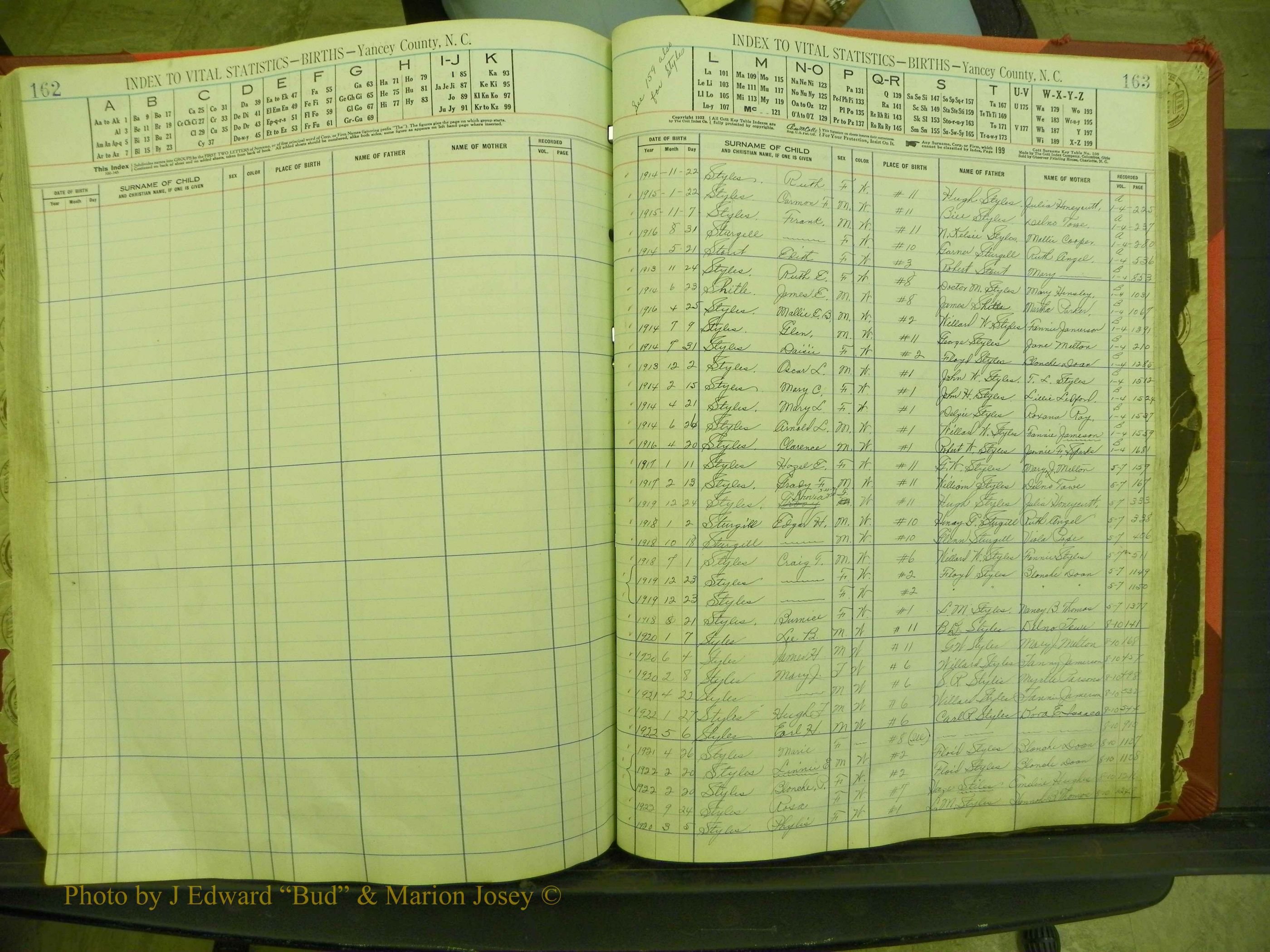 Yancey Births, 1913-1939, Index S, 162-163.JPG