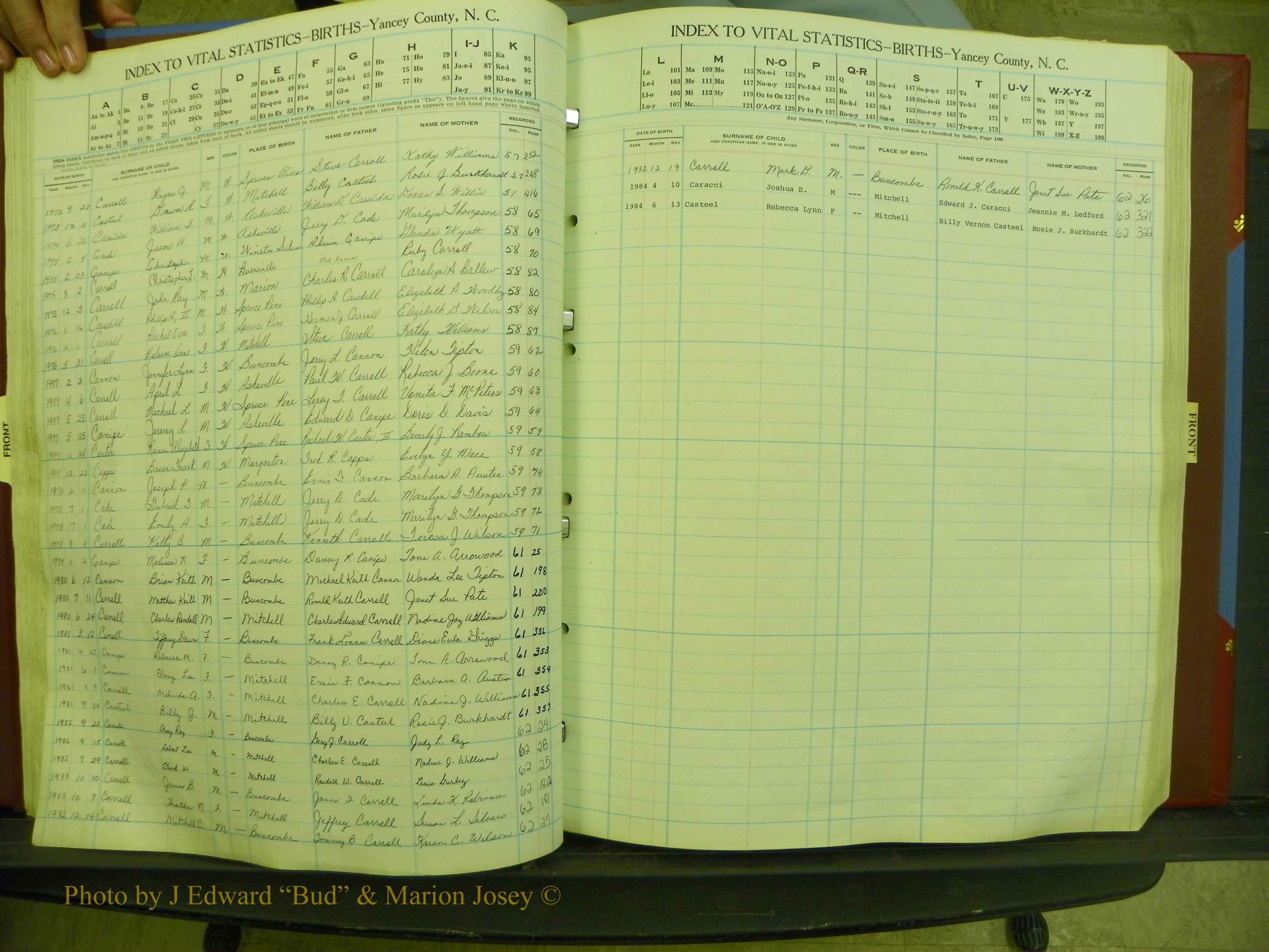 Yancey Births, 1940-1994, Index C, 26.JPG