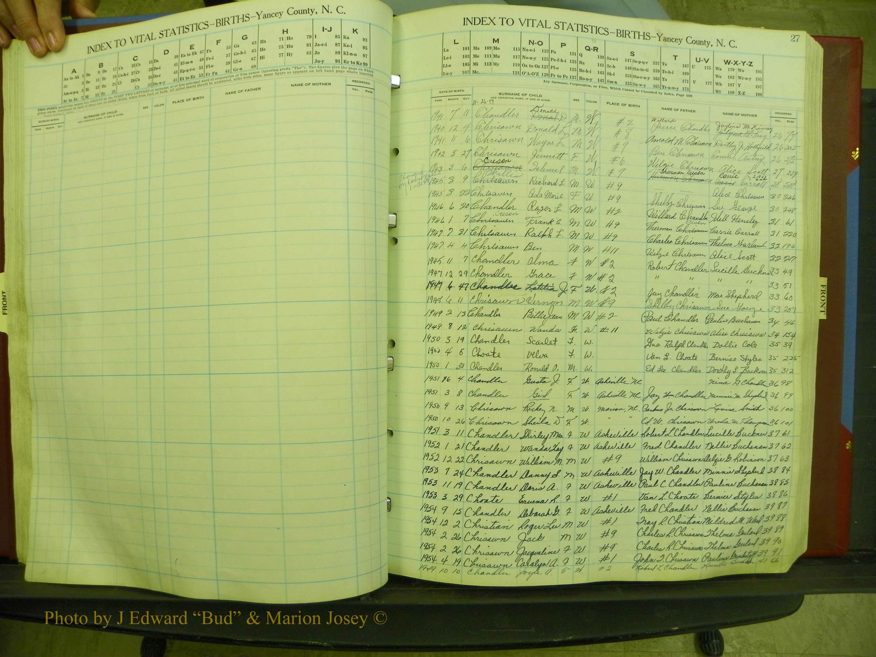 Yancey Births, 1940-1994, Index C, 27.JPG