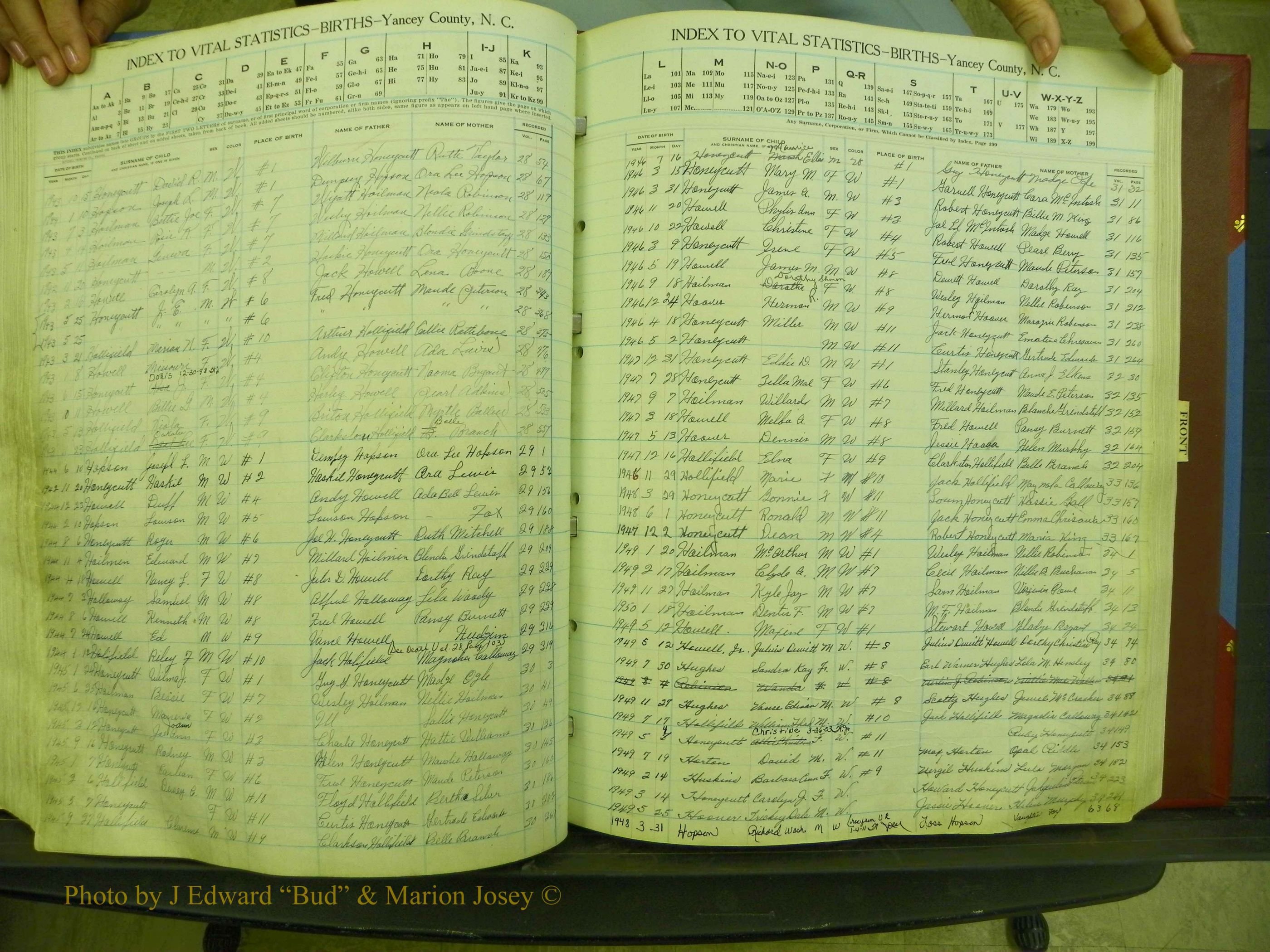 Yancey Births, 1940-1994, Index H, 79b.JPG