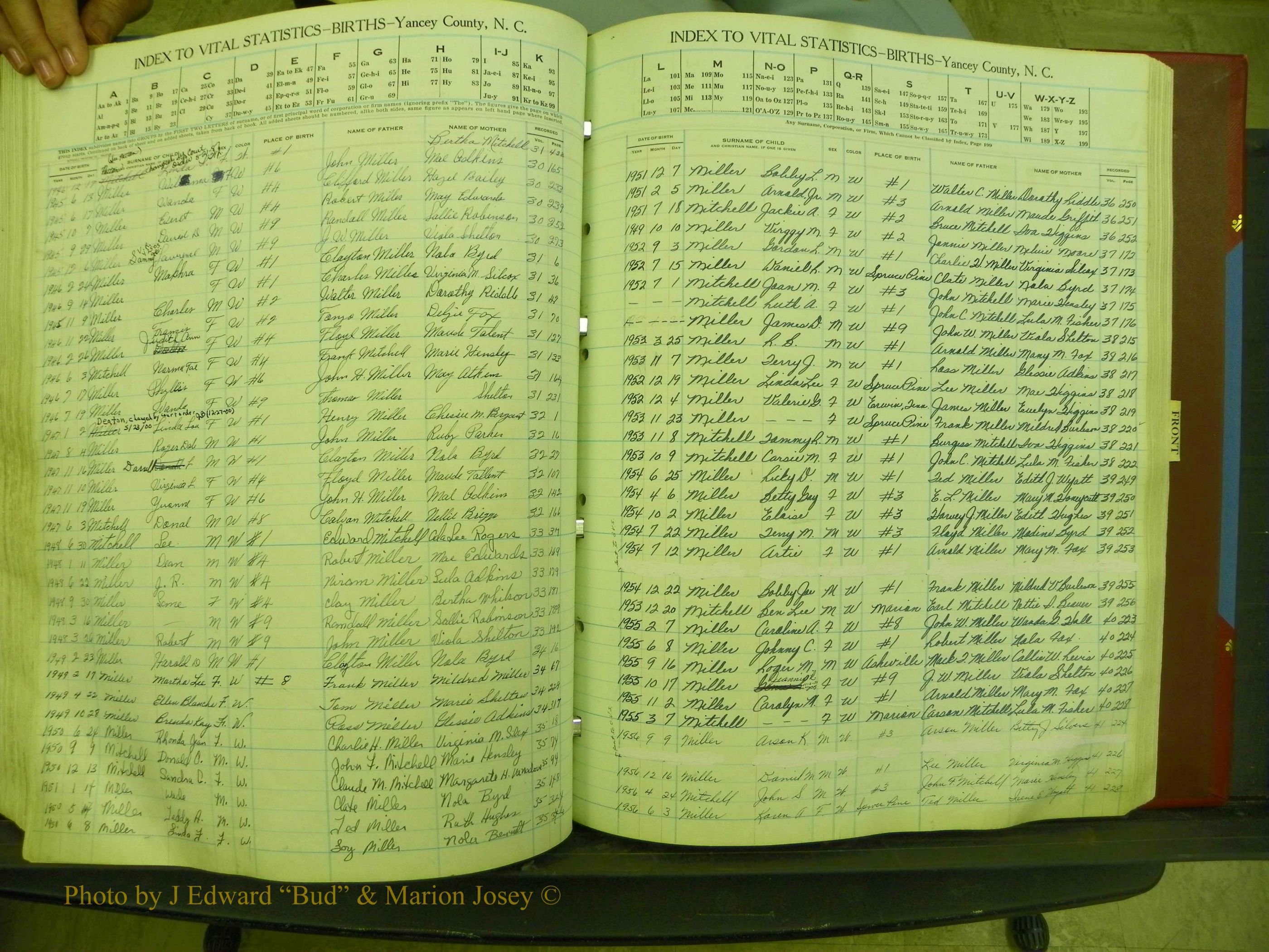 Yancey Births, 1940-1994, Index M, 113a.JPG