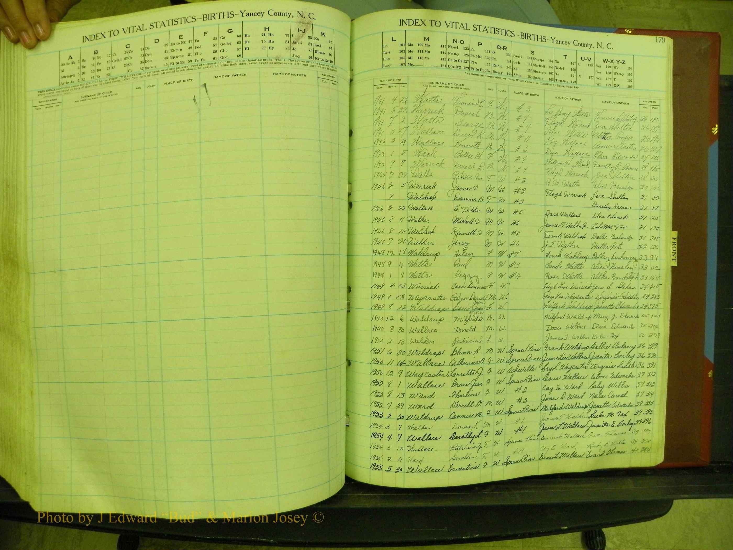 Yancey Births, 1940-1994, Index W, 179.JPG