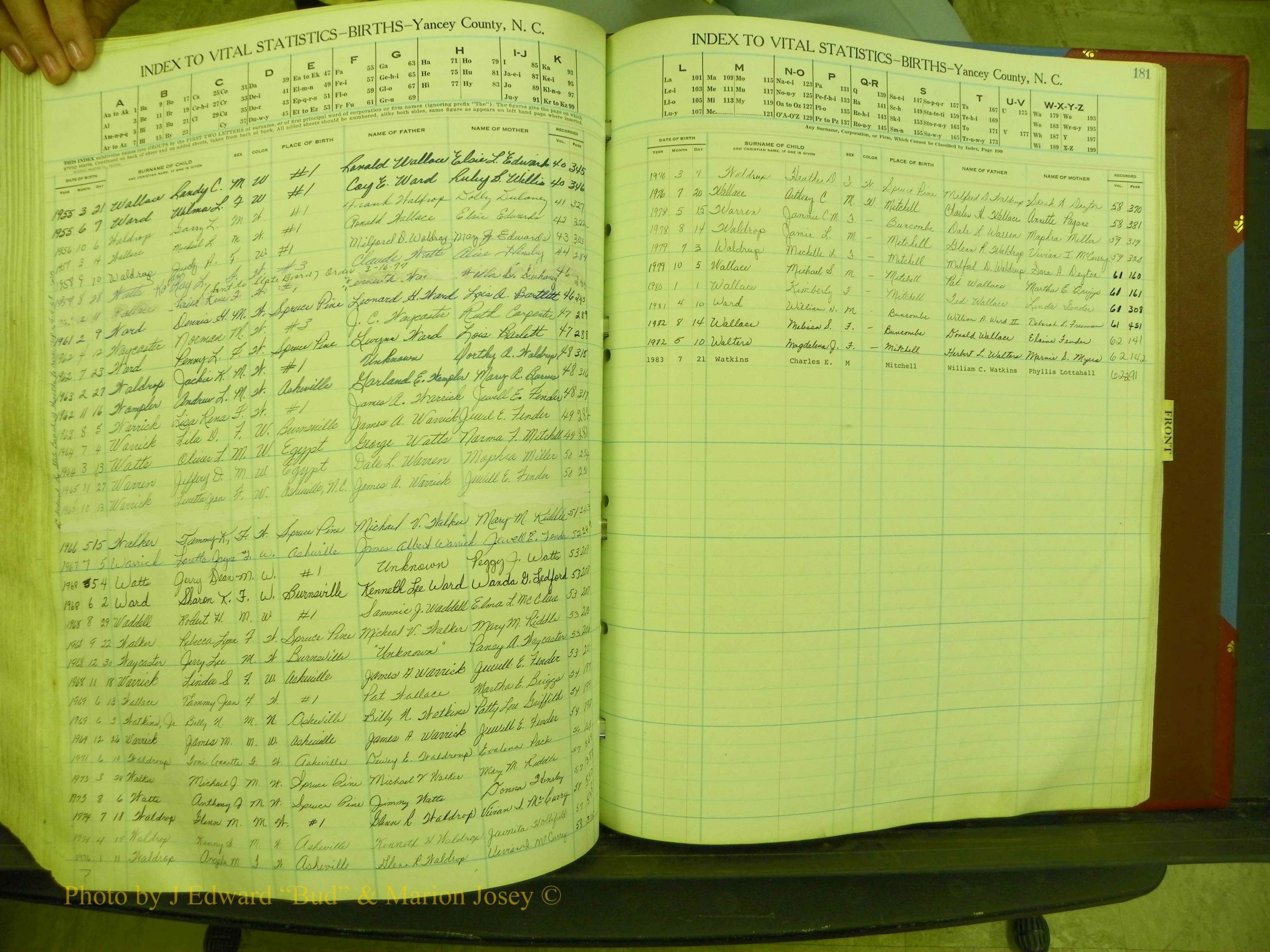 Yancey Births, 1940-1994, Index W, 181.JPG