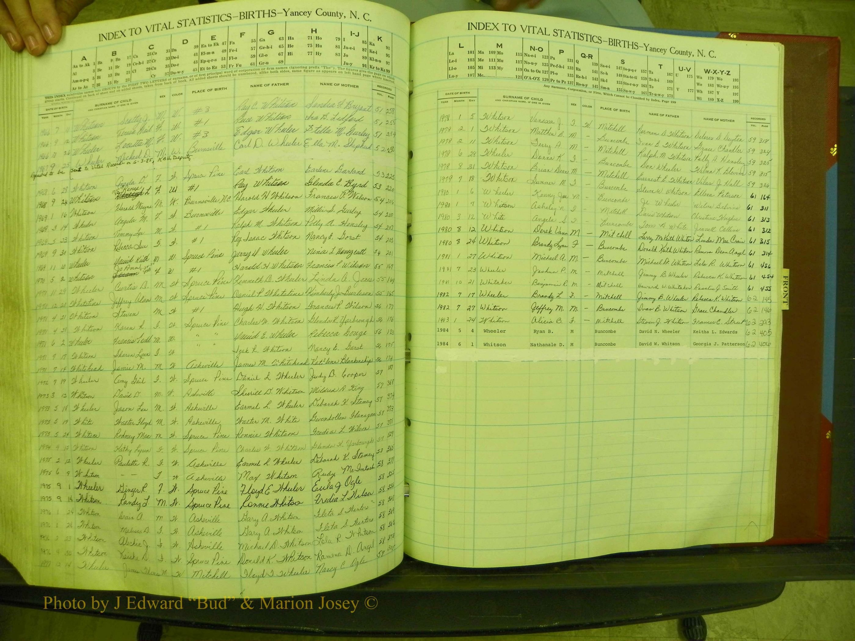 Yancey Births, 1940-1994, Index W, 187b.JPG