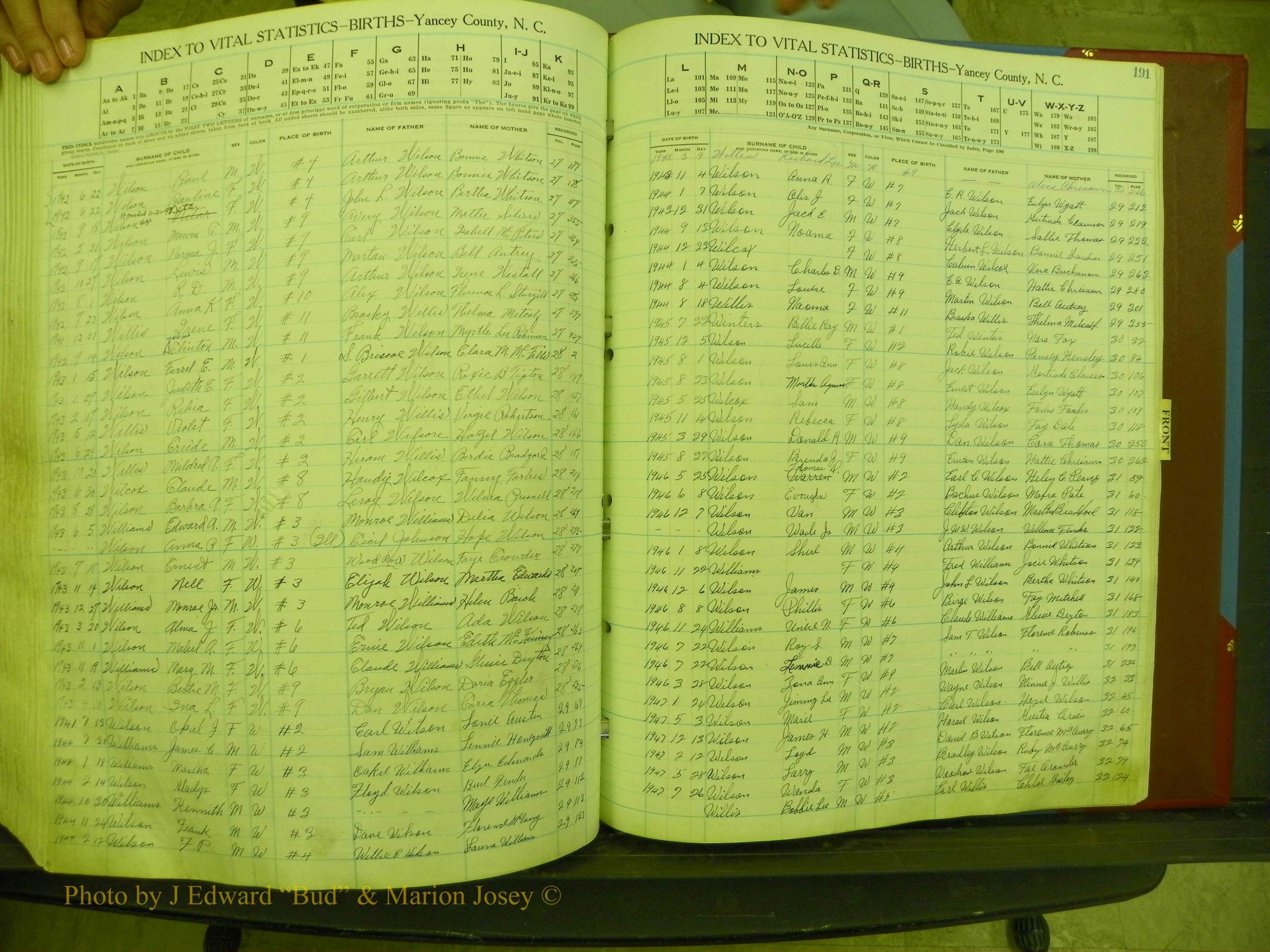 Yancey Births, 1940-1994, Index W, 191.JPG