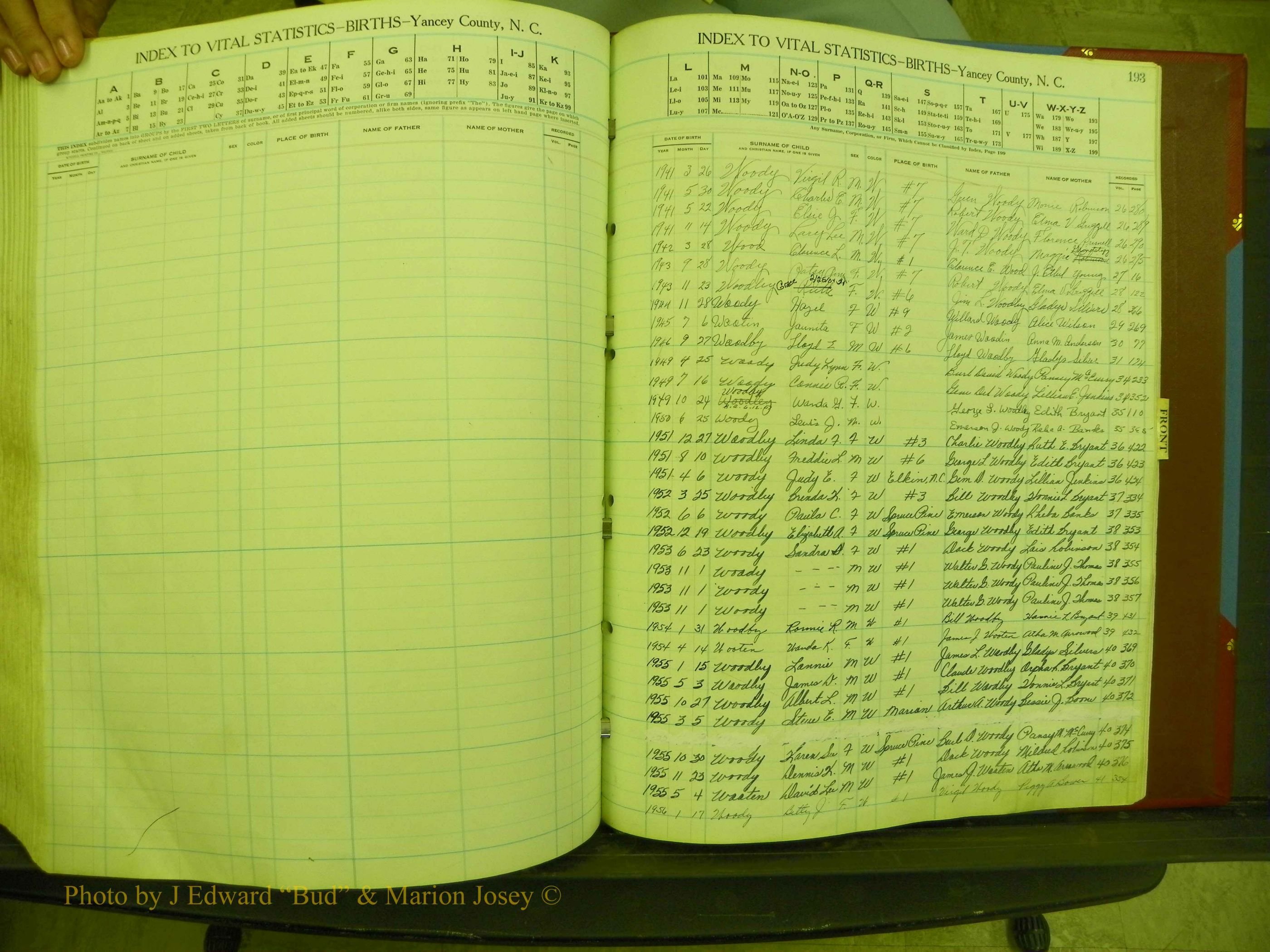 Yancey Births, 1940-1994, Index W, 193.JPG