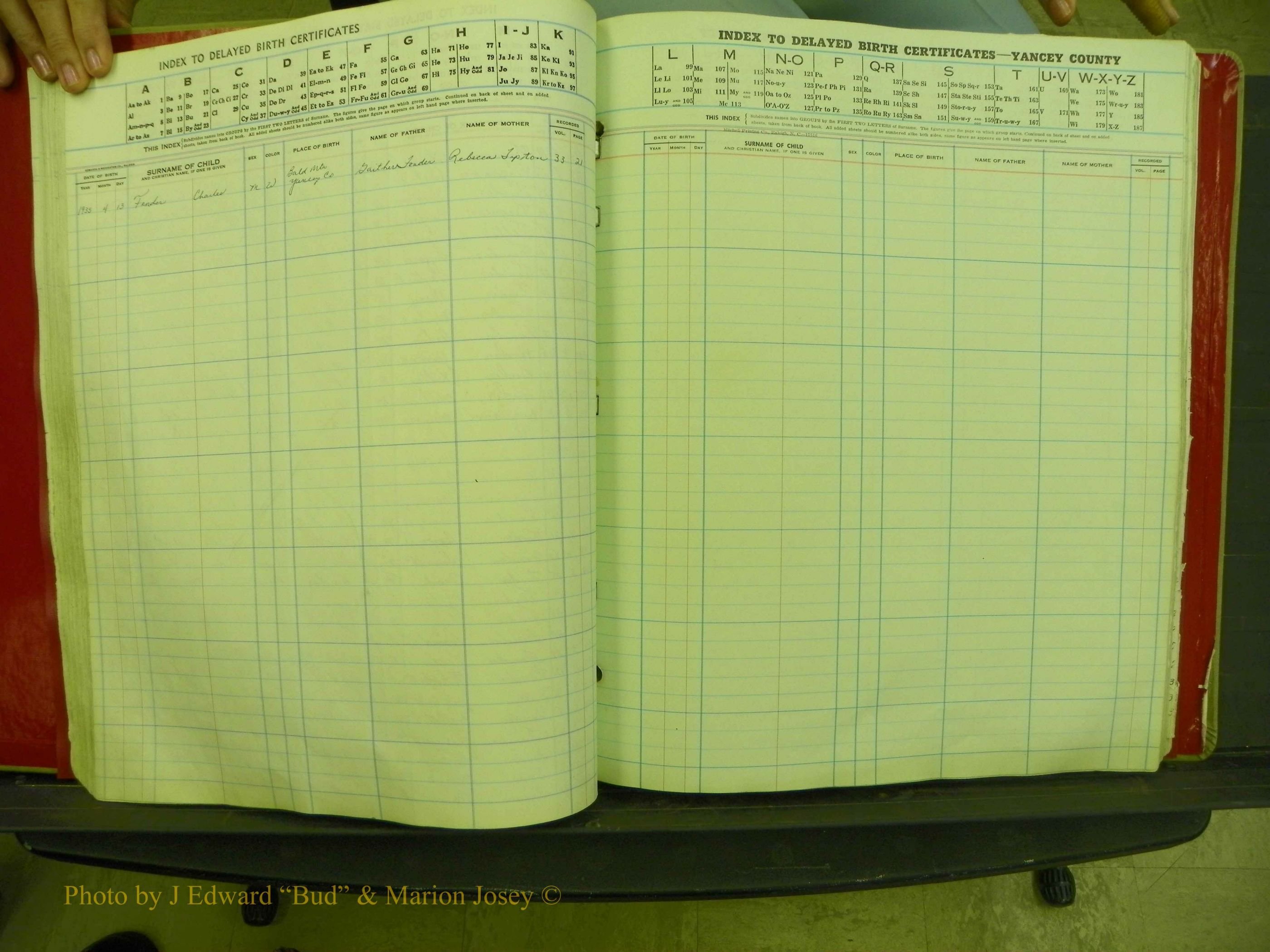 Yancey Co, NC  Delayed Births,  Index F, 51.JPG